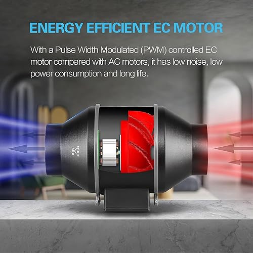 Miniatura 4 de iPower Ventilador inteligente de conducto en línea de 4 pulgadas con control de temperatura de humedad a través de la aplicación Bluetooth y WiFi,