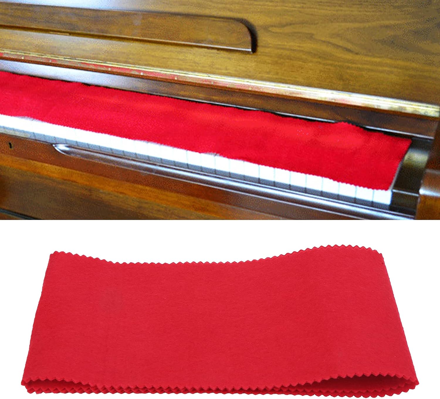 Piano Keyboard Cover, Felt Piano Cover Cloth, Simple Digital Piano Dust Cover with Washable Design, Red Pianos Key Covers for Avoiding Damages, 49.2 x 5.7in, 1Pcs