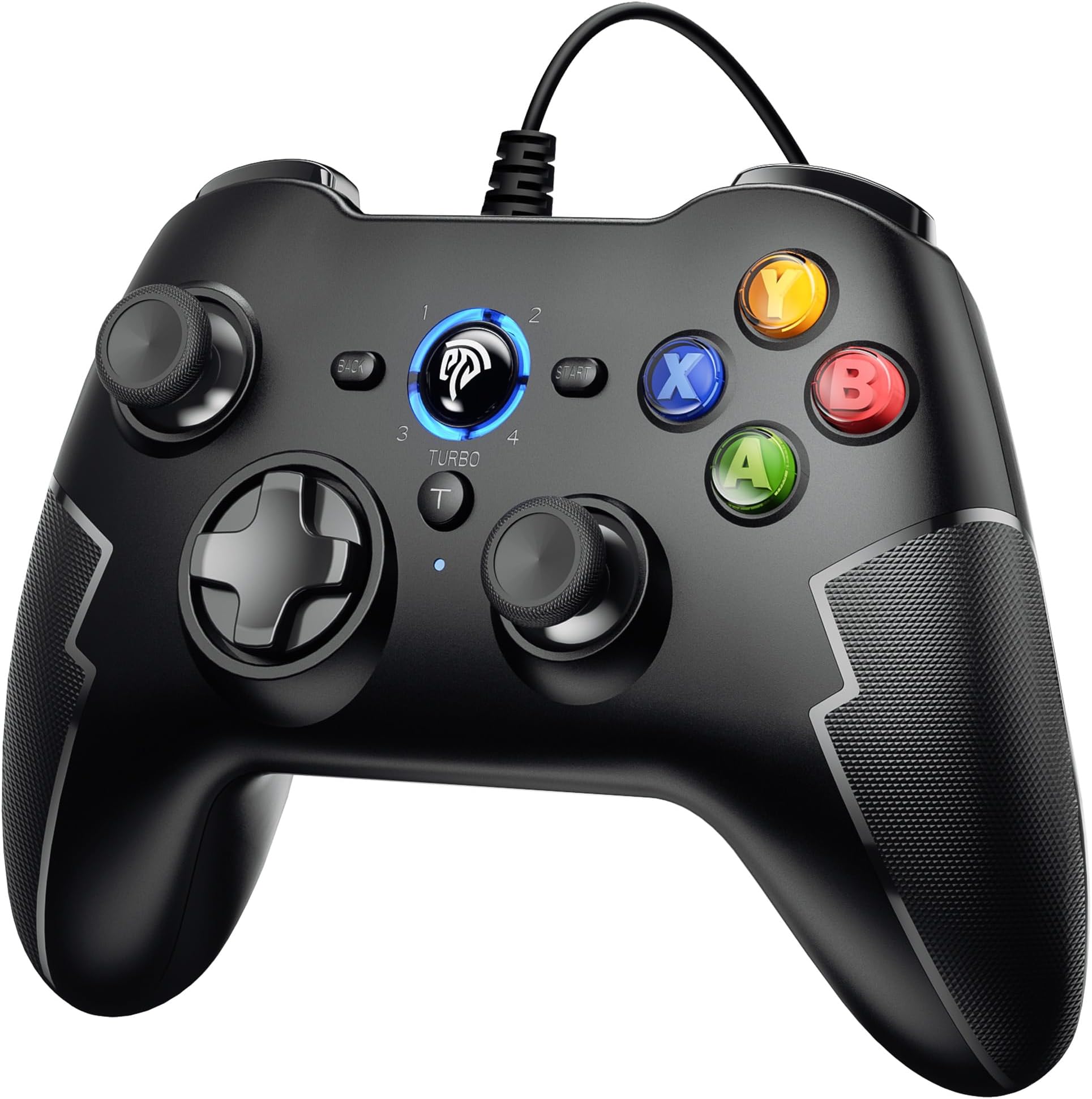 EasySMX USB Controller, Wired PC Gaming Controller Joystick with Dual-Vibration Turbo and Trigger Buttons for Windows/Steam/Android/ PS3/ Android TV Box/Tesla