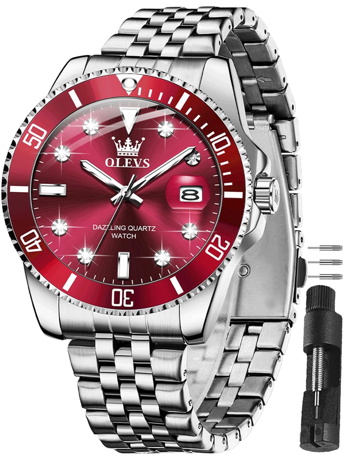 OLEVS Watches for Men Dress Large Dial Waterproof Stainless Steel Luxury | Men's Watch 42…