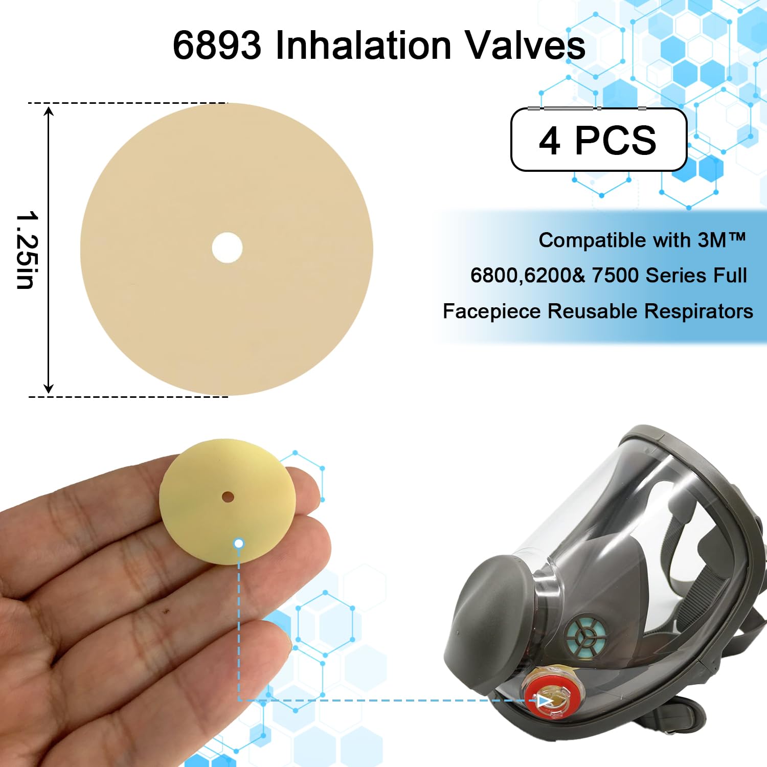 Lot de 12 pièces de rechange pour respirateur complet et demi-visage (4 valves d'expiration 6889, 4 valves d'inhalation 6893, 4 joints de port 6895) pour masques faciaux 3M 6000