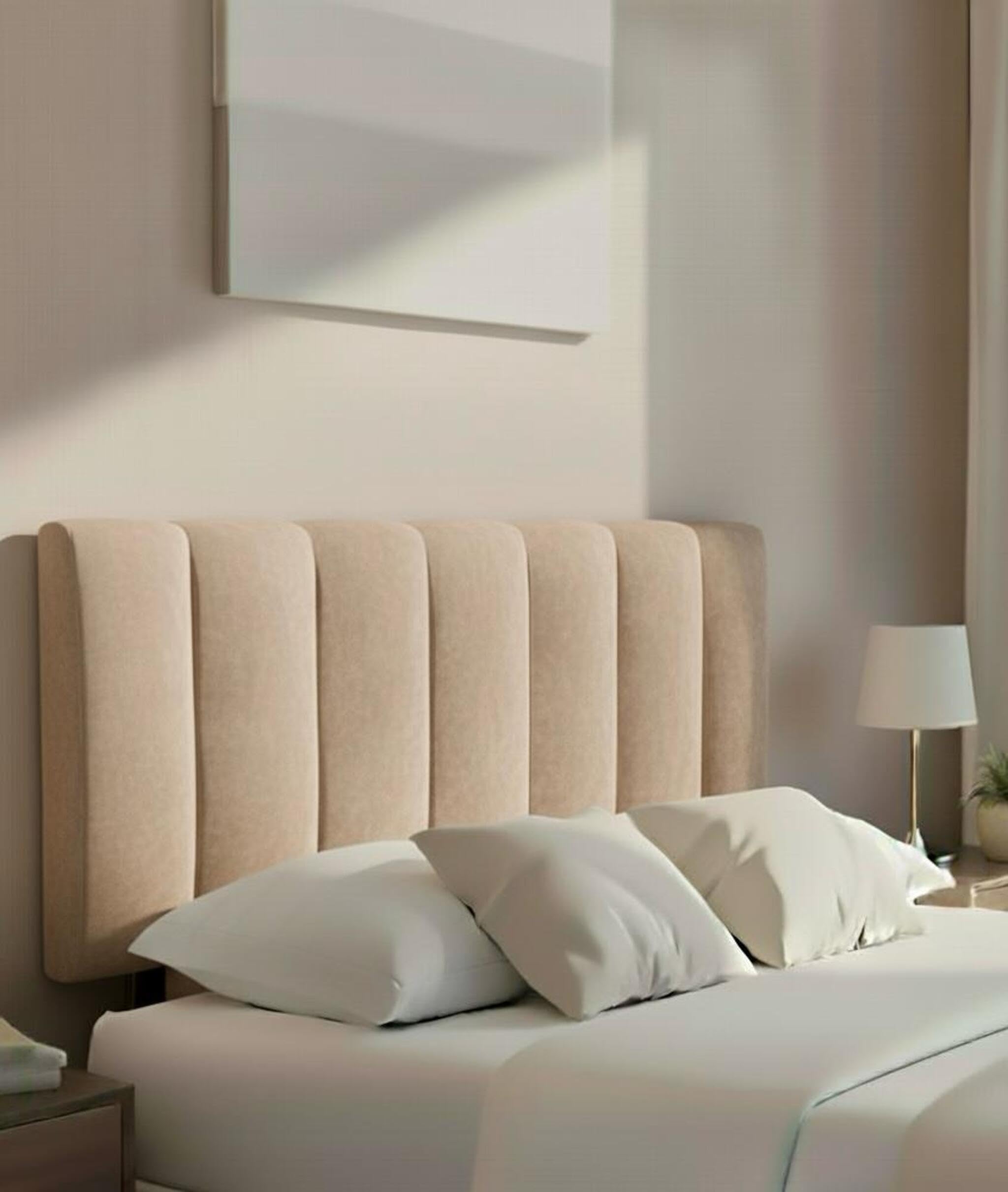 Hannah Portland Velvet Headboard, Plush Lined Design for Divan Beds, Luxury Bedroom and Hotel Furniture Height 20inch (Mink, Small Double 4ft) โ image 1