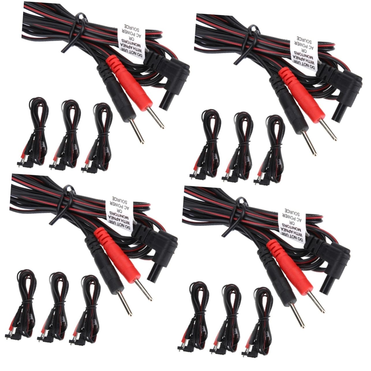 Beaupretty Lot De 4 Câbles De Connexion Pour Appareils De Massage Broches De 2 Mm Pvc Cuivre 4 Pièces X 4