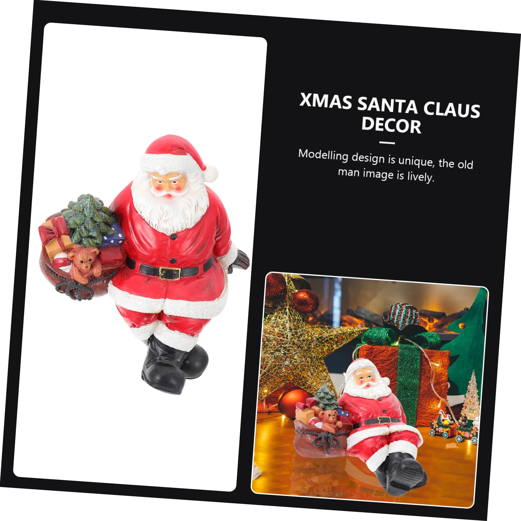Garneck Statuetta di Babbo Natale in Resina Decorazione Natalizia di Babbo Natale Ornamento di Collezione