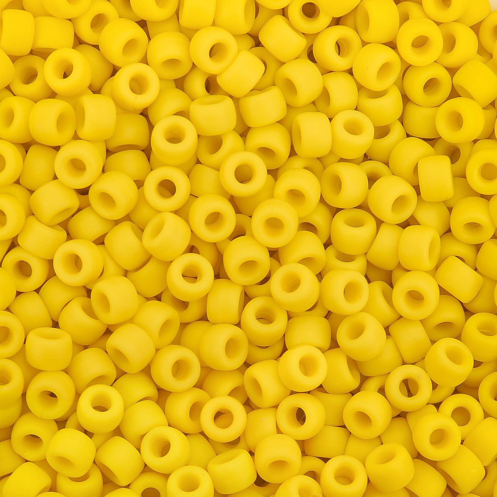 AUREHEN 300PCs Silicone Pony Beads for Hair Braiding, Yellow Colors 6 * 9mm Soft Kandi Foca Beads for Bracelet Making, Pens, DIY Crafts, Key Chains