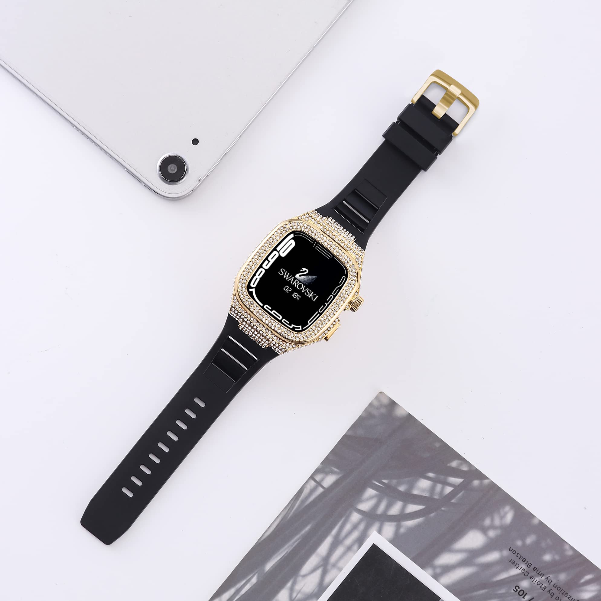 VeveXiao Robuste Schutzhülle mit Armband kompatibel mit Apple Watch Armbändern 45mm 44mm, Metall Schutzhülle mit Silikonband stoßfest Bumper für iWatch Serie 8 7 6 5 4 SE Herren und Damen