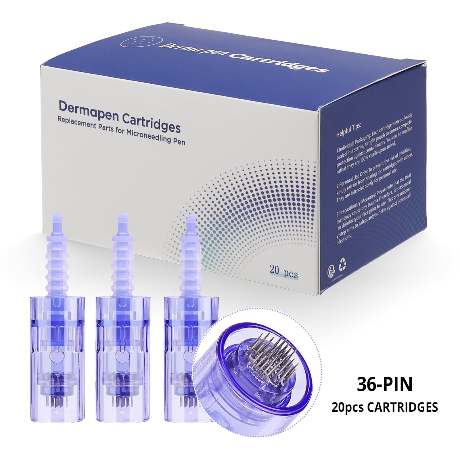 20 pezzi Dermapen Microneedling 36 Aghi Needles Cartucce di Ricambio per Derma Pen, 36pin Microneedle per Micro Needling Viso e Micra Needling Viso, Compatibili con Derma Pen Ultima A6 (20pcs/36pin)