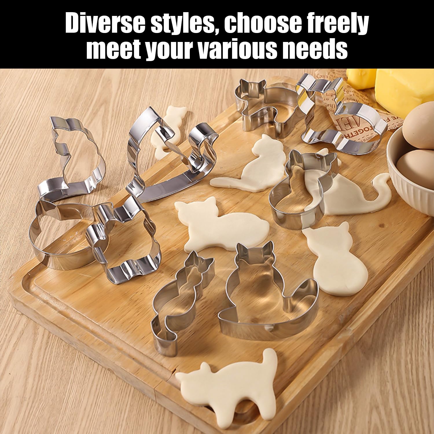 9 Stück Kätzchen-Keksformen, Cartoon-Tierformen, Backwerkzeuge, Kreative Keksformen, Edelstahlformen