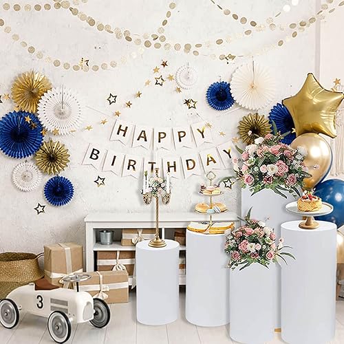 Miniatura 2 de Soportes cilíndricos para fiestas, soportes de pedestal cilíndrico de 0.079 pulgadas para fiestas, paquete de 5 soportes de pedestal de metal blanco