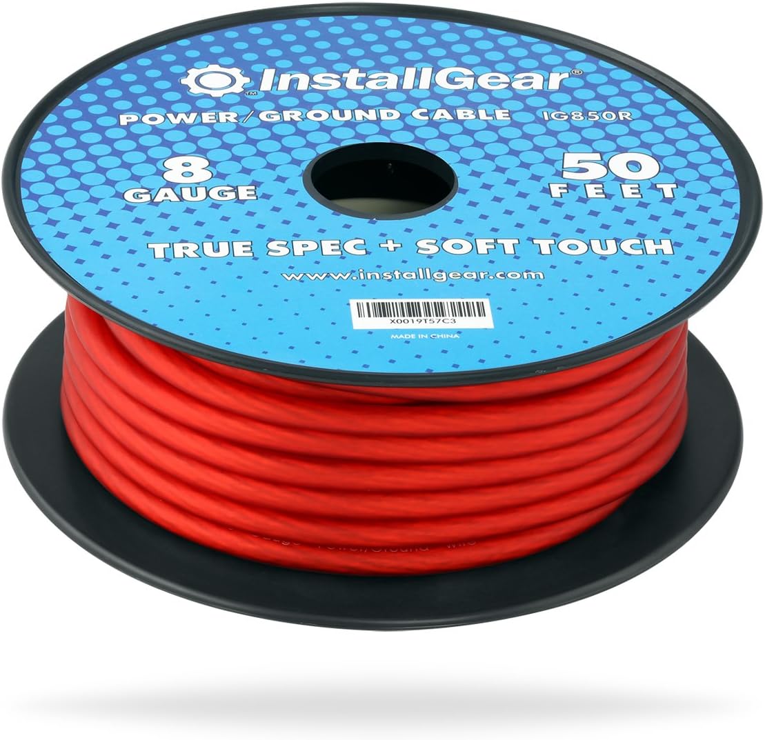 InstallGear 8 Gauge 25ft Black and 25ft Red Power/Ground Wire True Spec and Soft Touch Cable: Car Electronics