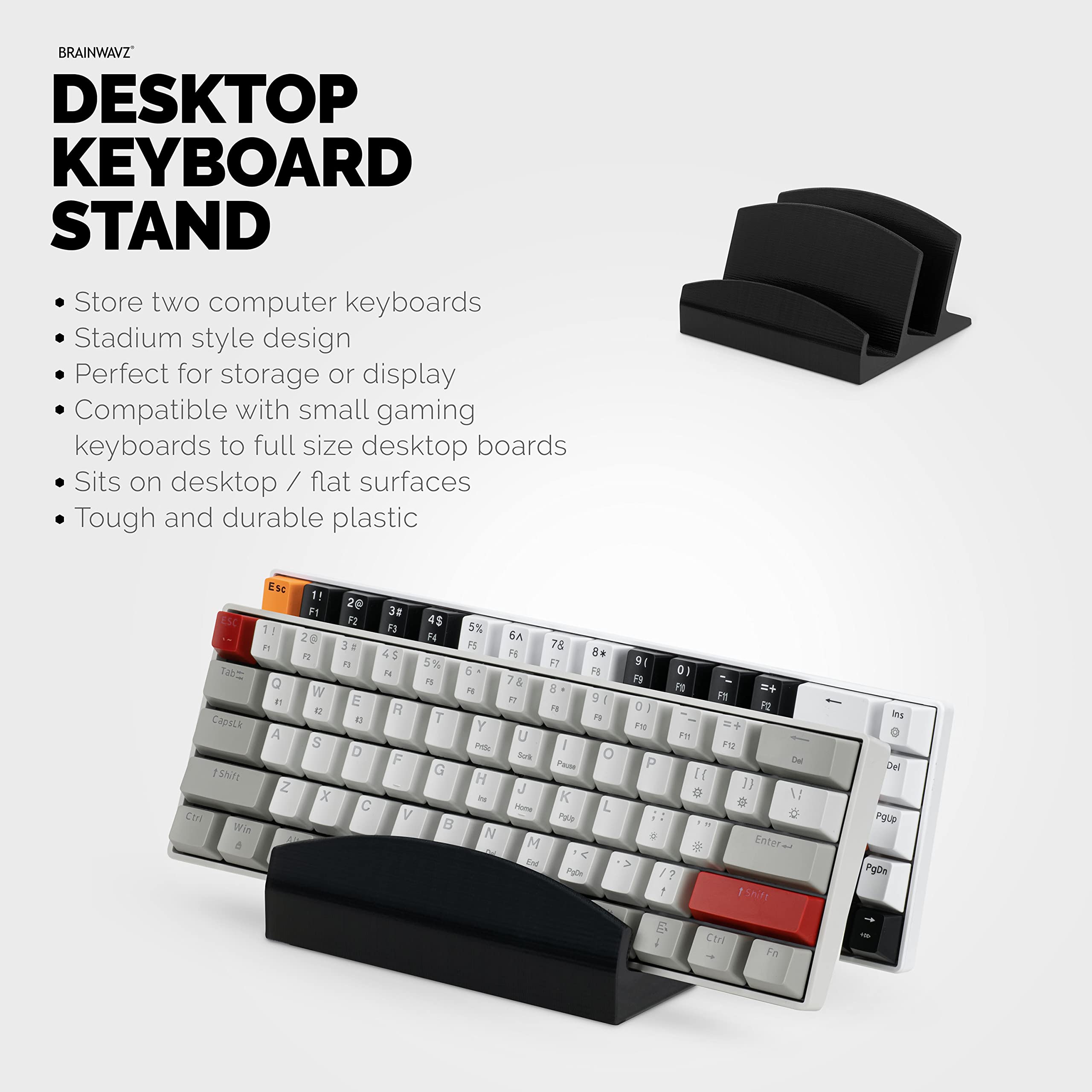 BRAINWAVZ Soporte doble para teclado de escritorio, adecuado para teclados de juegos pequeños y tableros grandes de tamaño completo, organiza tu espacio de trabajo y mantenlo libre de desorden (D02)