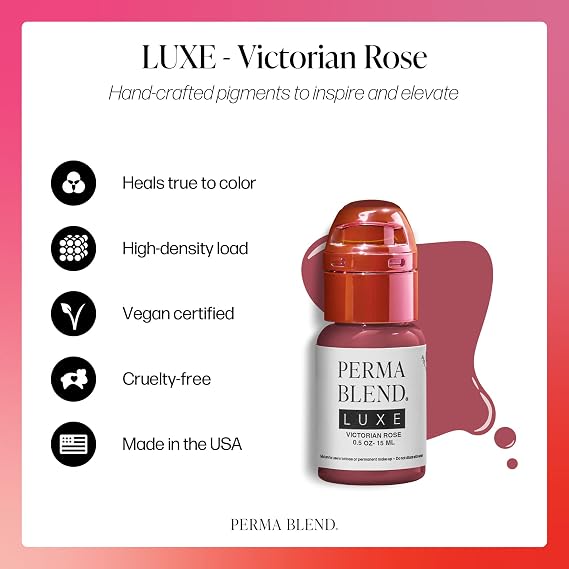 Perma Blend Luxe - Victorian Rose - Microblading Ink to Enhance Lip Color - Lip Tattoo & Lip Blushing Supplies for Permanent Lip Color - Muted Mauve Lip Blush - Vegan (0.5 oz)