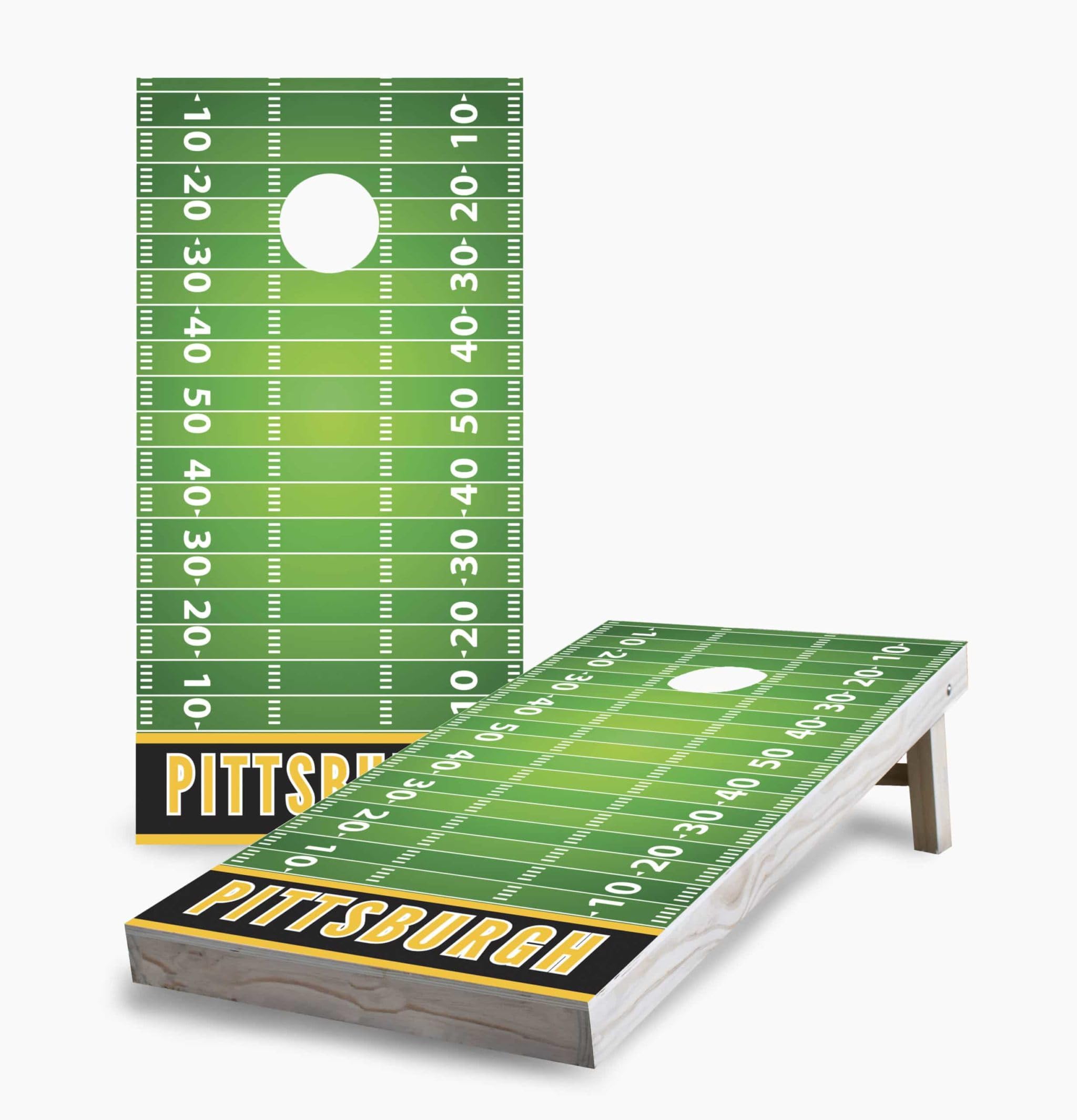 Skip's Garage Pittsburgh Themed 2x4 Cornhole Boards - All Weather Bags - Include Case + Edge Lights