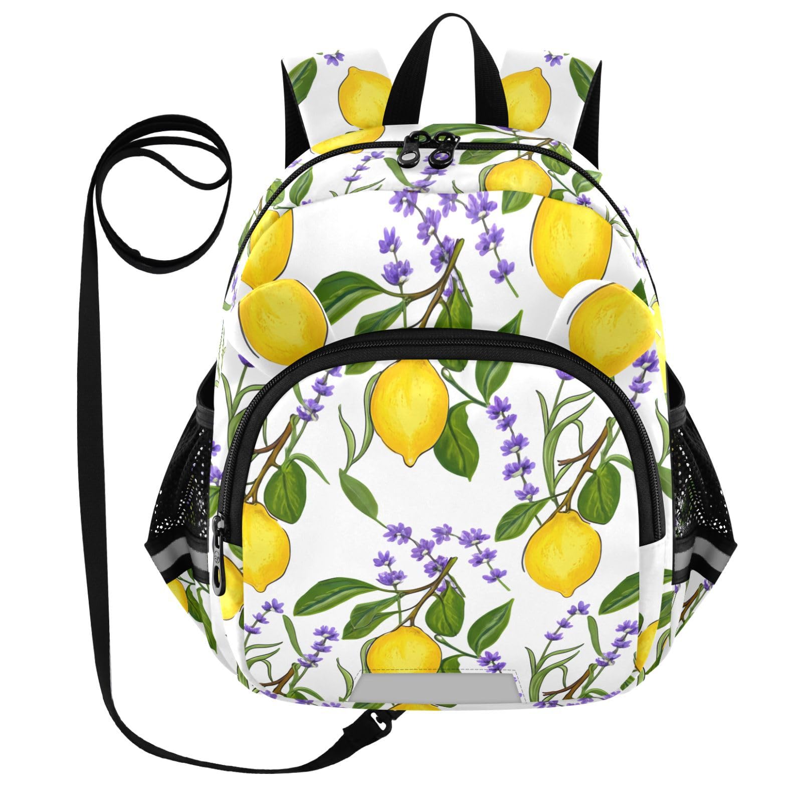 Lemon Lavender Branch White Toddler Harness Backpack for Boys Girls 3-6 Years Kids Backpack with Anti Lost Safety Leash Baby Harness Bookbag for Preschool Travel Walking