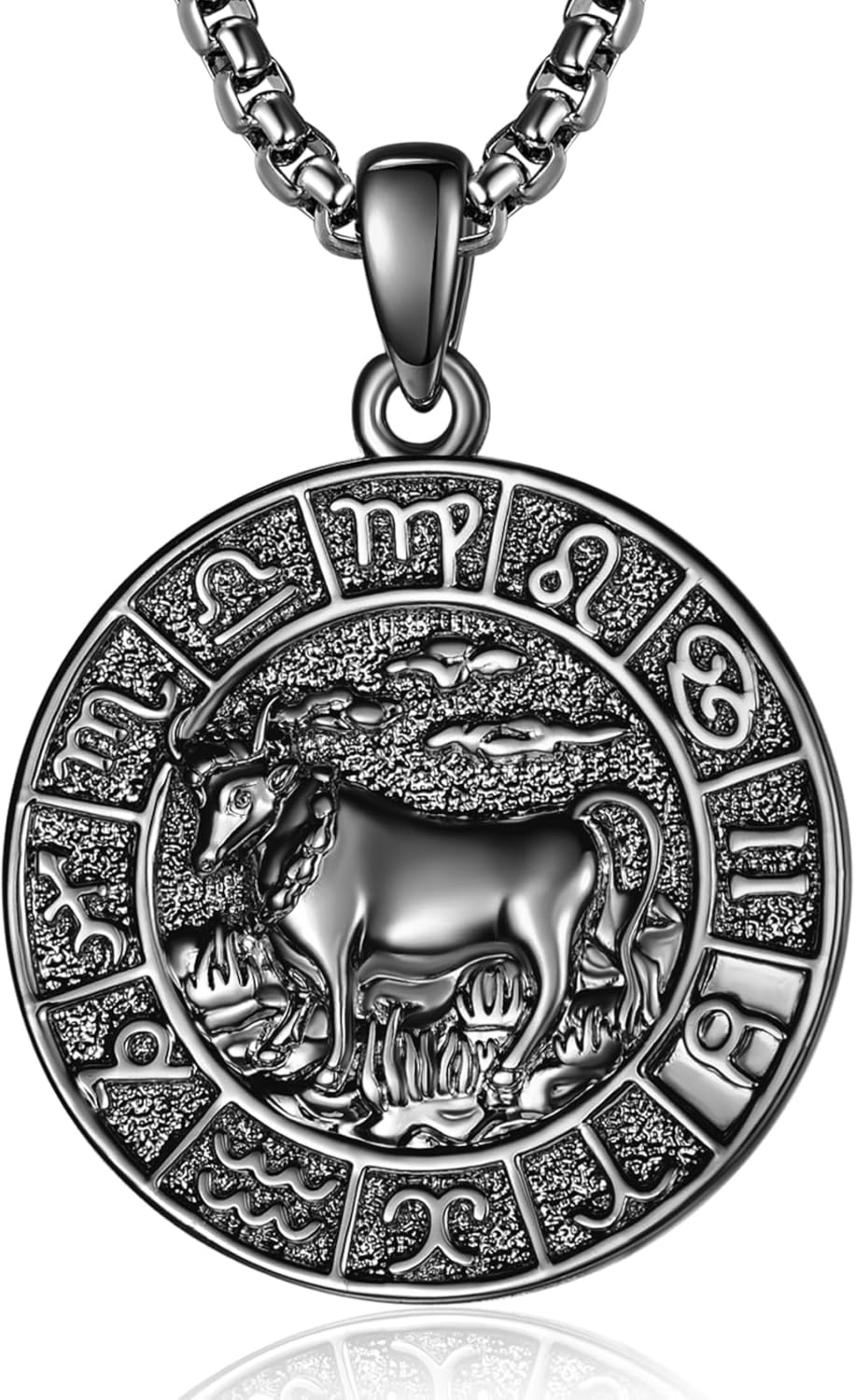 Zodiac Necklace for Men - 925 Sterling Silver/14K Gold/Black Horoscope Constellation Pendant Medal, Birthday Gifts Jewelry for Him (12 Zodiac Signs)