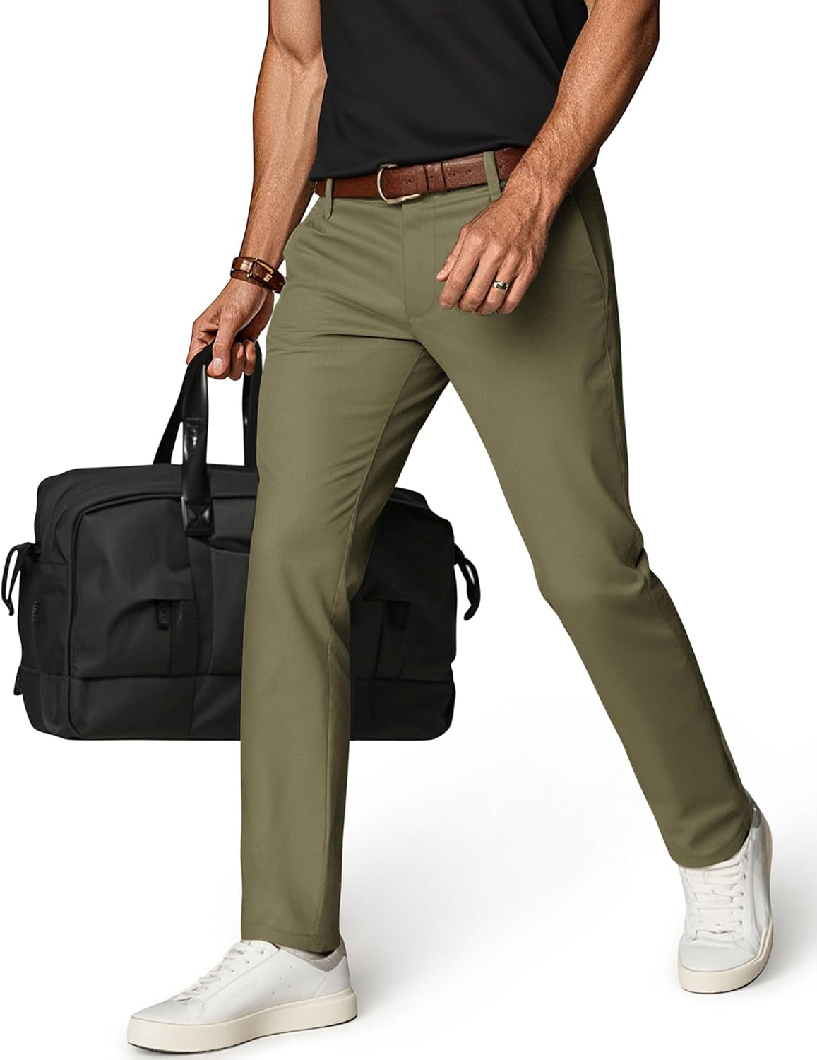 PJ PAUL JONES Mens Golf Pants Stretch Work Dress Pant Casual Classic Fit Lightweight Slacks Trousers with 5 Pockets