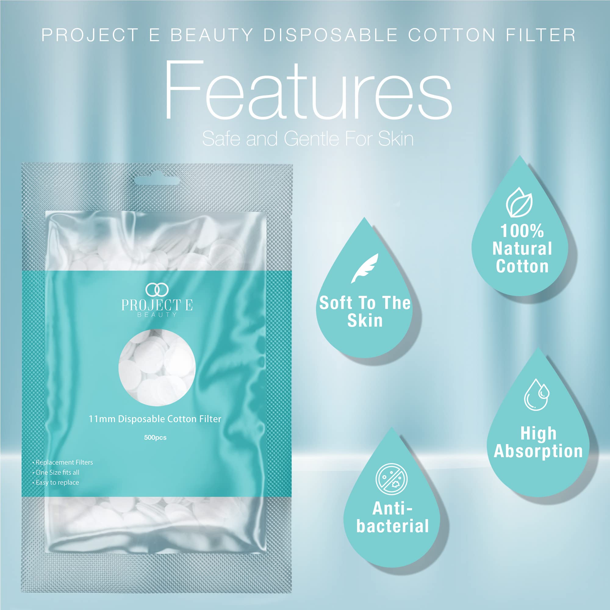 Project E Beauty Small (11mm) Cotton Microdermabrasion Filters 500counts - Image 3