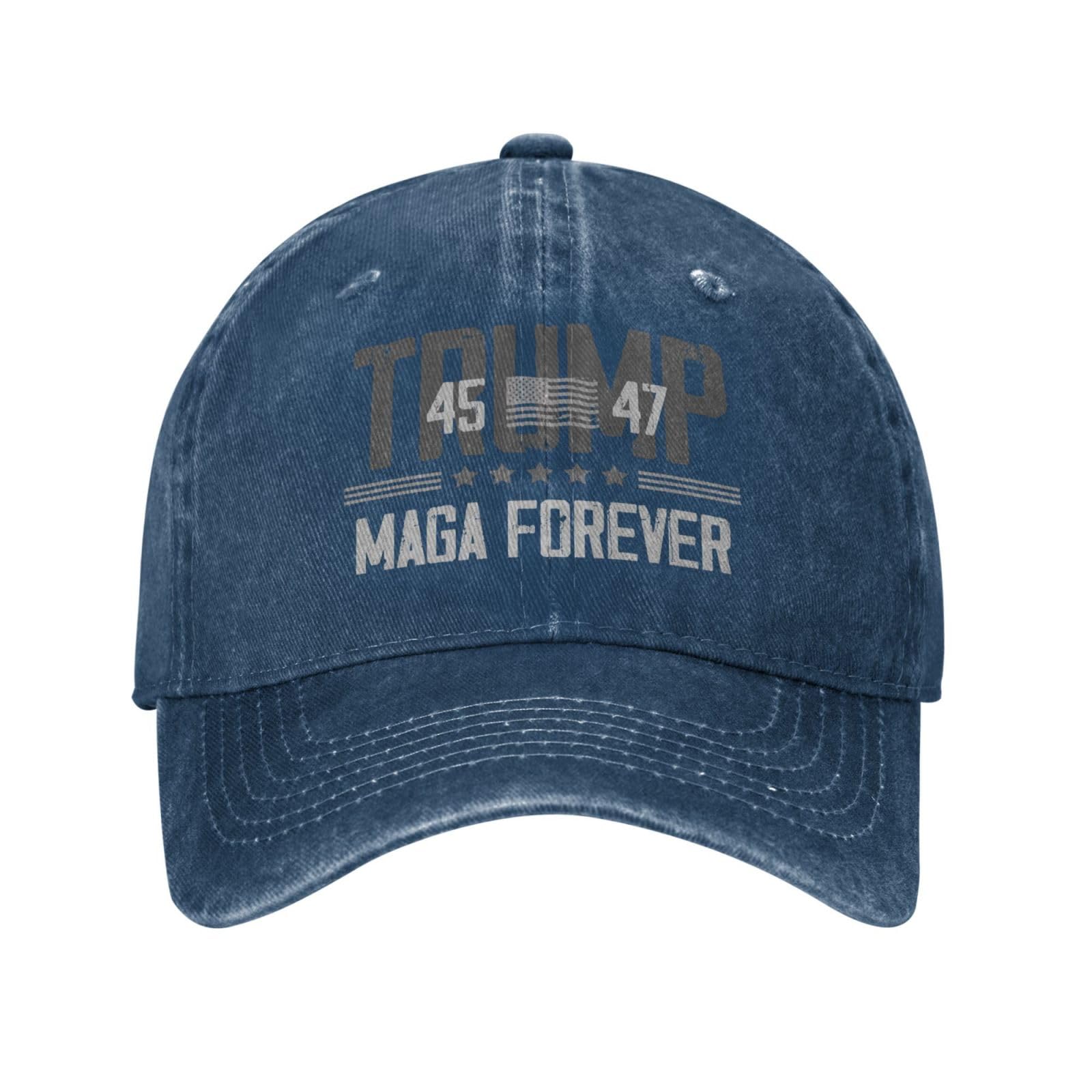 Peiyeety Unisex Navy Blue Maga-Forever Hat Trump Hat Trump Won 2024 President 47Th Denim Hat Baseball Cap