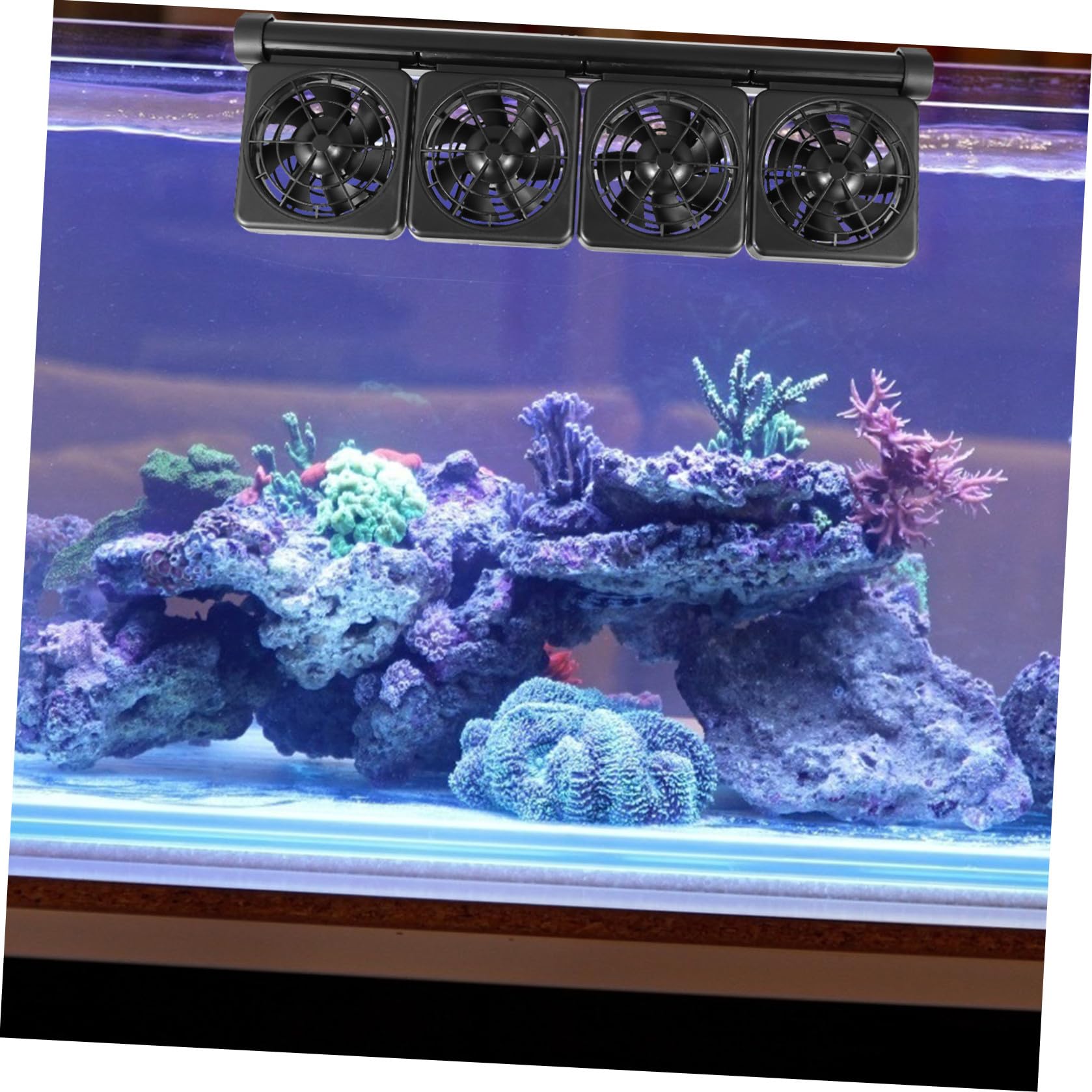 Ciieeo Verstellbarer Aluminiumlegierung Kunststoff Aquarium Kühlventilator aus Sommerurlaub 2 stufige Windgeschwindigkeit und Geeignet für Süß und Salzwasseraquarien