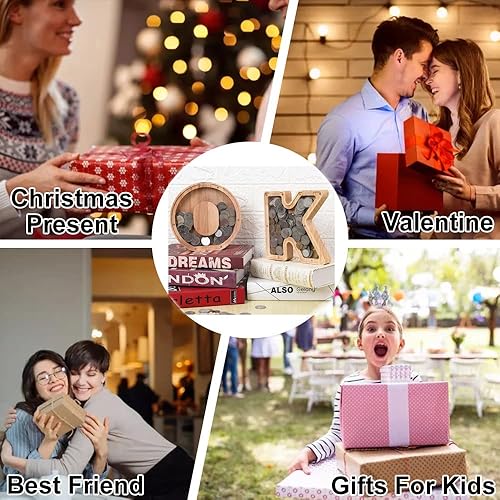 Miniatura 5 de Alcancía de letras de madera, banco de dinero de letras personalizadas para niños, alcancía del alfabeto, regalo para niños y niñas, regalo de