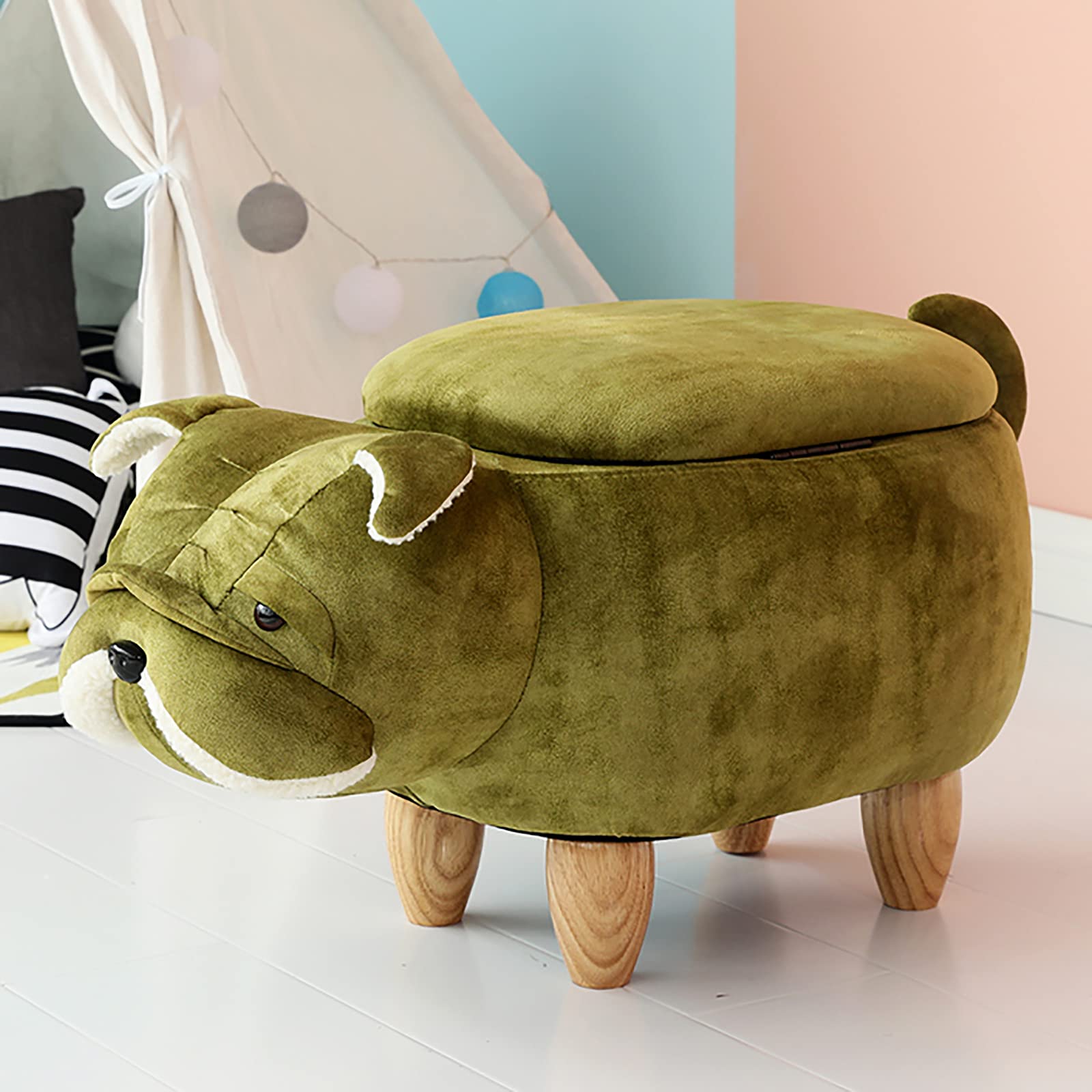 Tabouret à langer pour chaussures Shar Pei avec rangement intégré