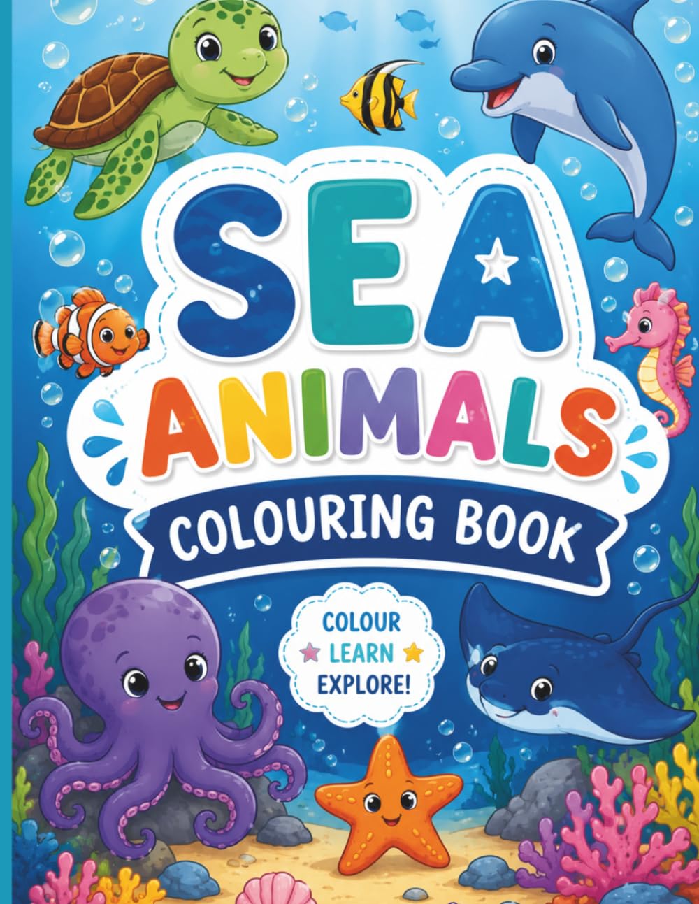 Sea Animals Colouring Book: Dive Into an Ocean of Fun! Color, Learn & Explore the Ocean. Big Ocean Fun for Creative Kids!