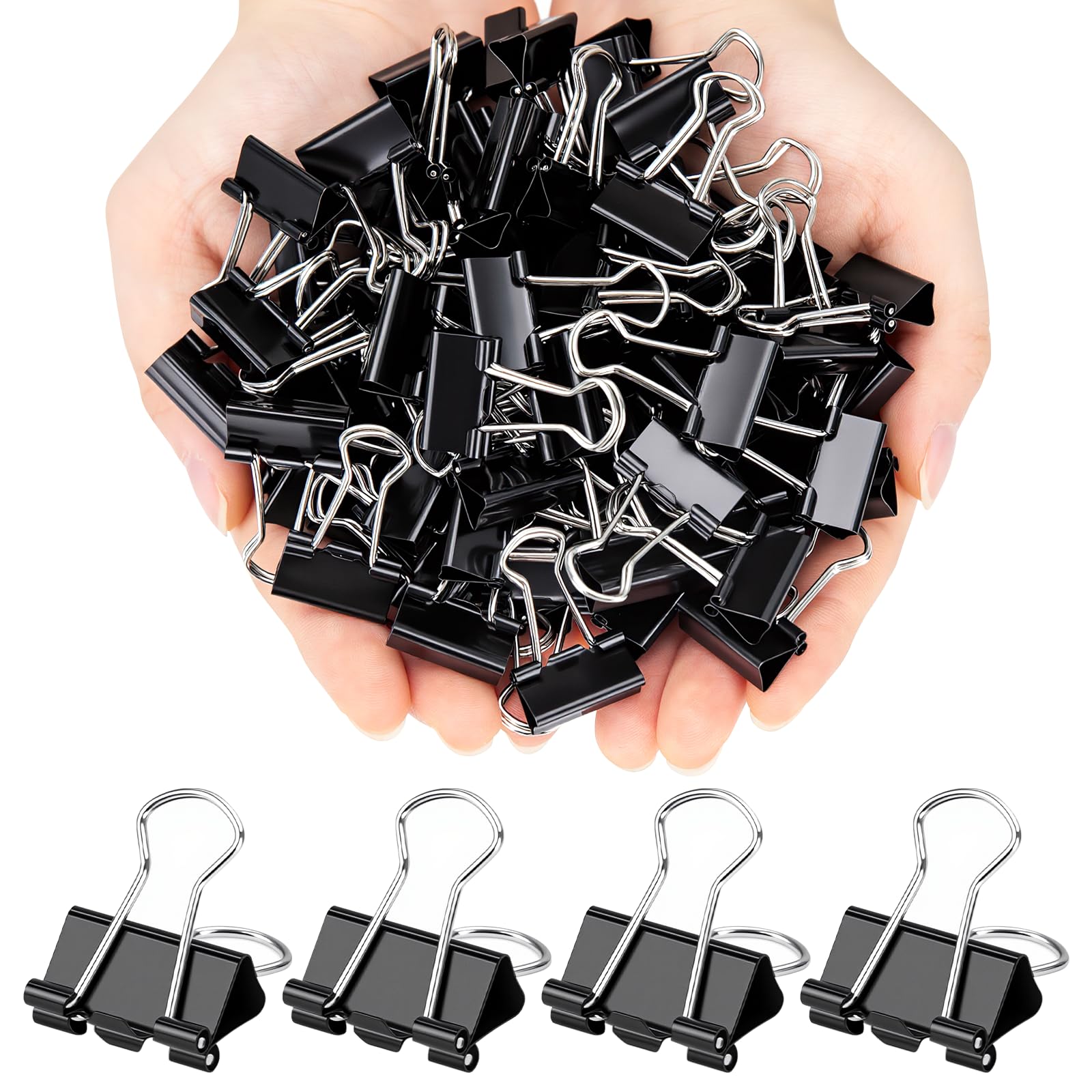 OWLKELA 140 Pcs Binder Clips, 0.75 Inch, Black