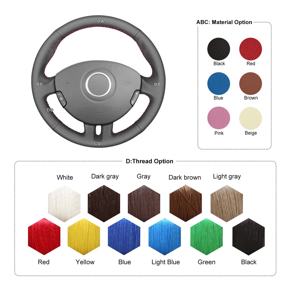 Housse De Volant 3D Pour Renault Clio 3 (2005-2012) - À Coudre Main, Cuir Confortable