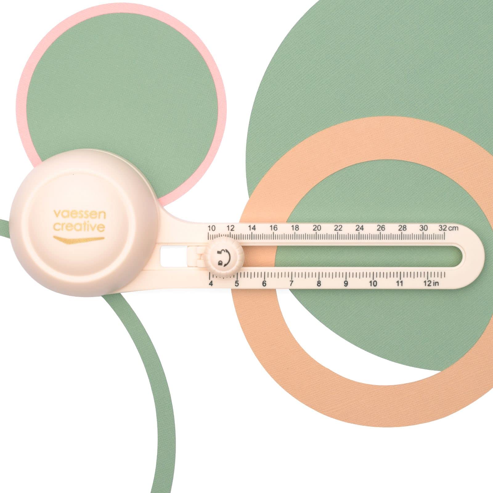 Vaessen Creative 4 to Ø 12.5 inches – with 3 Spare Blades – Card Crafting Circles – Ivory Paper Cutter