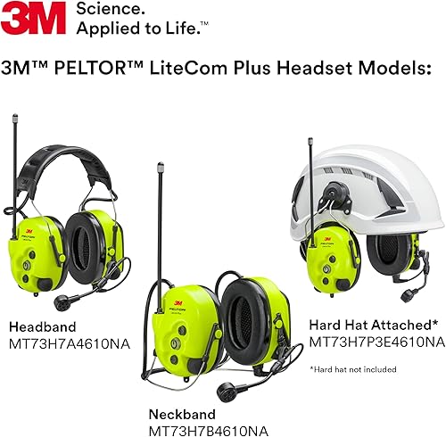 Miniatura 6 de Auriculares 3M PELTOR LiteCom Plus MT73H7A4610NA, protección auditiva estilo diadema, radio bidireccional, micrófono de voz con cancelación de