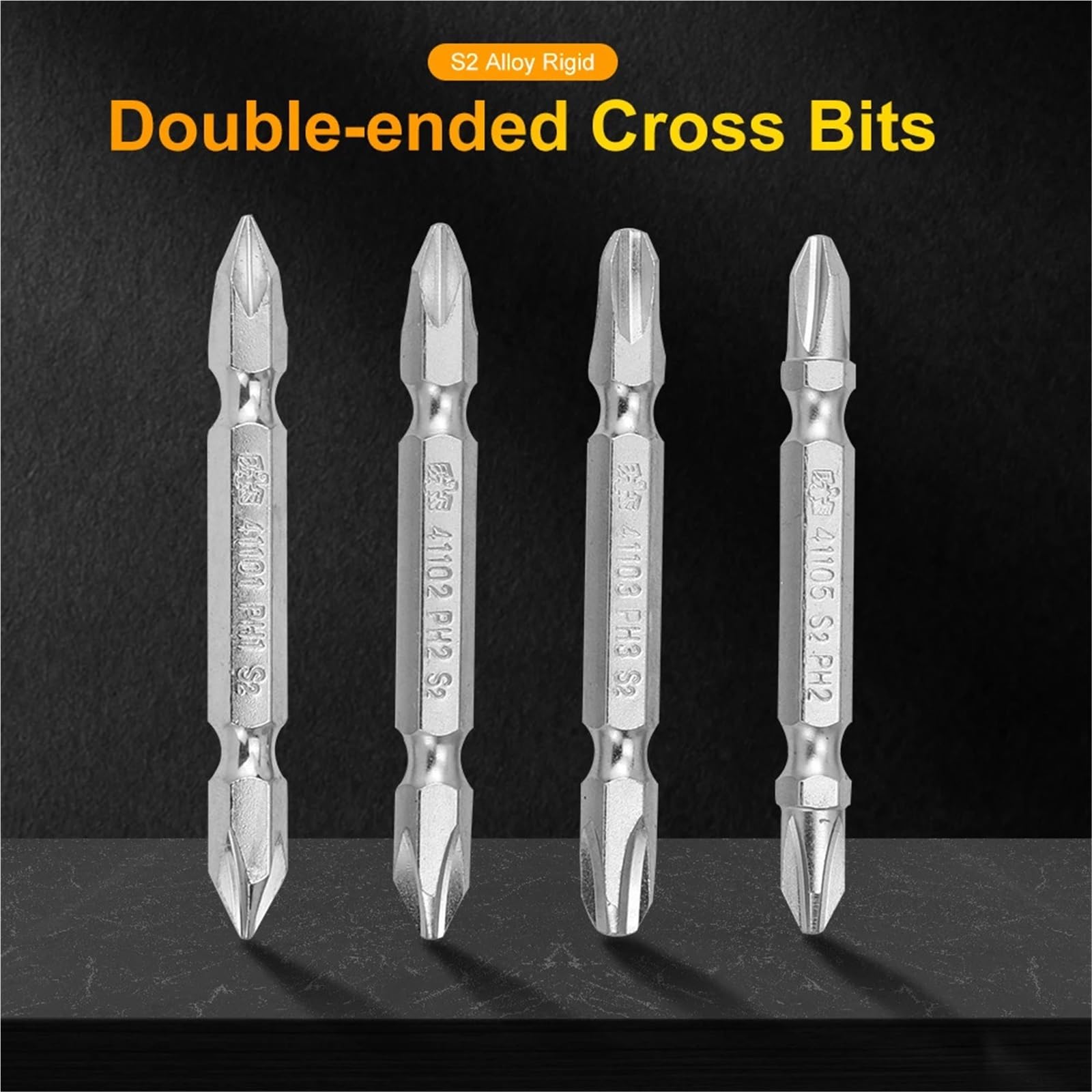 Cacciavite Set di punte for cacciavite da 10 pezzi 65-200mm codolo 1/4 "lega S2 a doppia estremità PH1 PH2 PH3 testa a croce magnetica forte Phillips(41132 PH2)