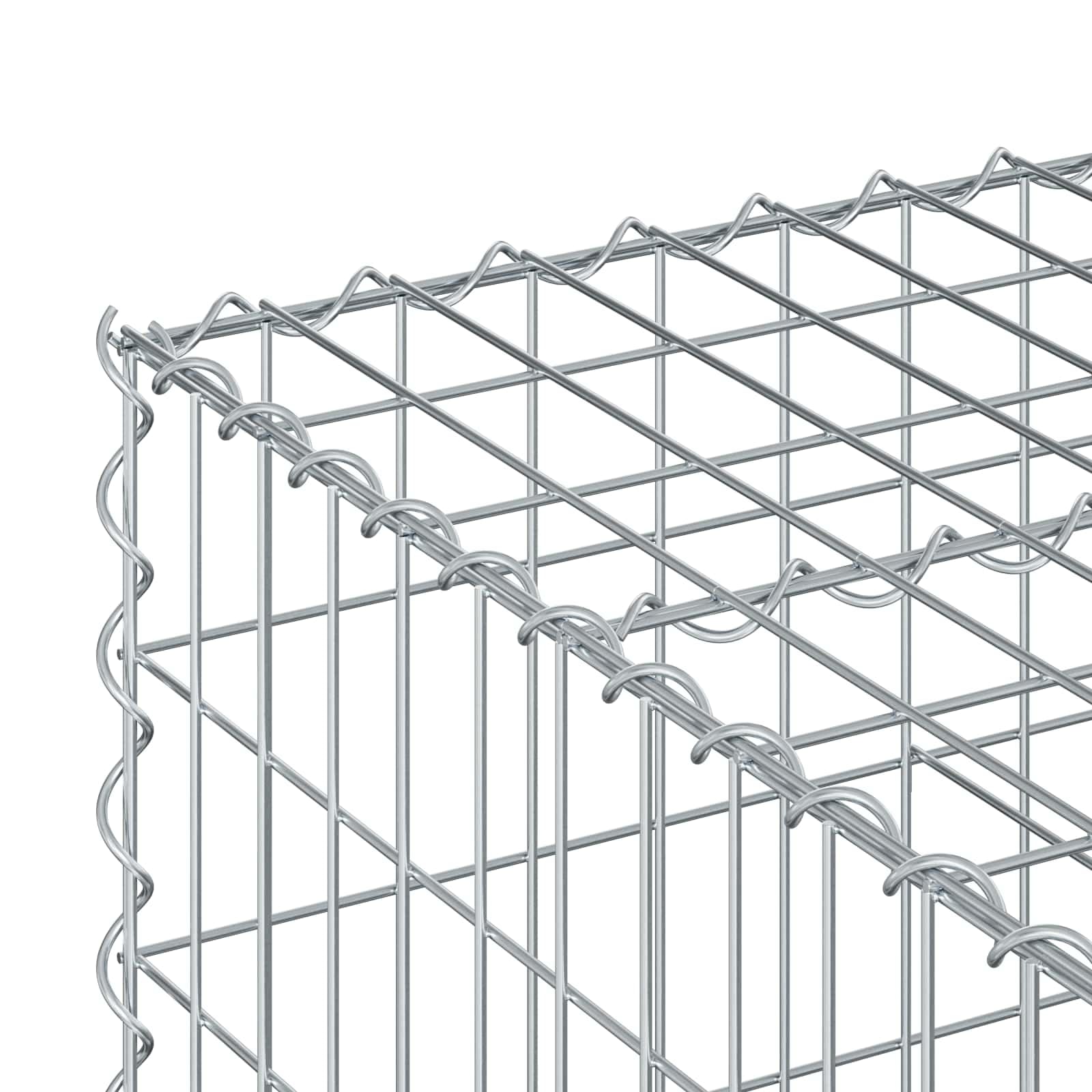 vidaXL Letto rialzato in gabbione Argento, Recinzione da giardino, pannelli rettangolari, barriera resistente, elegante fence per privacy all'aperto