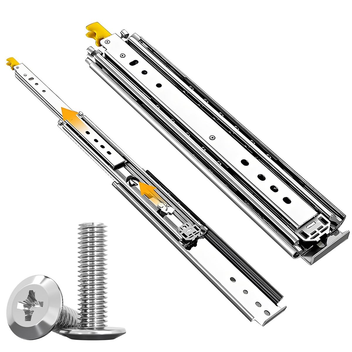 Guide per cassetti resistenti con meccanismo di bloccaggio, guide con cuscinetti a sfera a estensione completa per cassette degli attrezzi