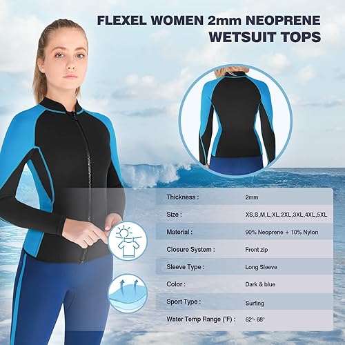 Miniatura 4 de Wetsuit Top Men, Wet Suit Tops Womens in Cold Water Weather, Wetsuit Jacket Mens Neoprene Long Sleeve for Surf Swim Snorkeling Canoeing Scuba