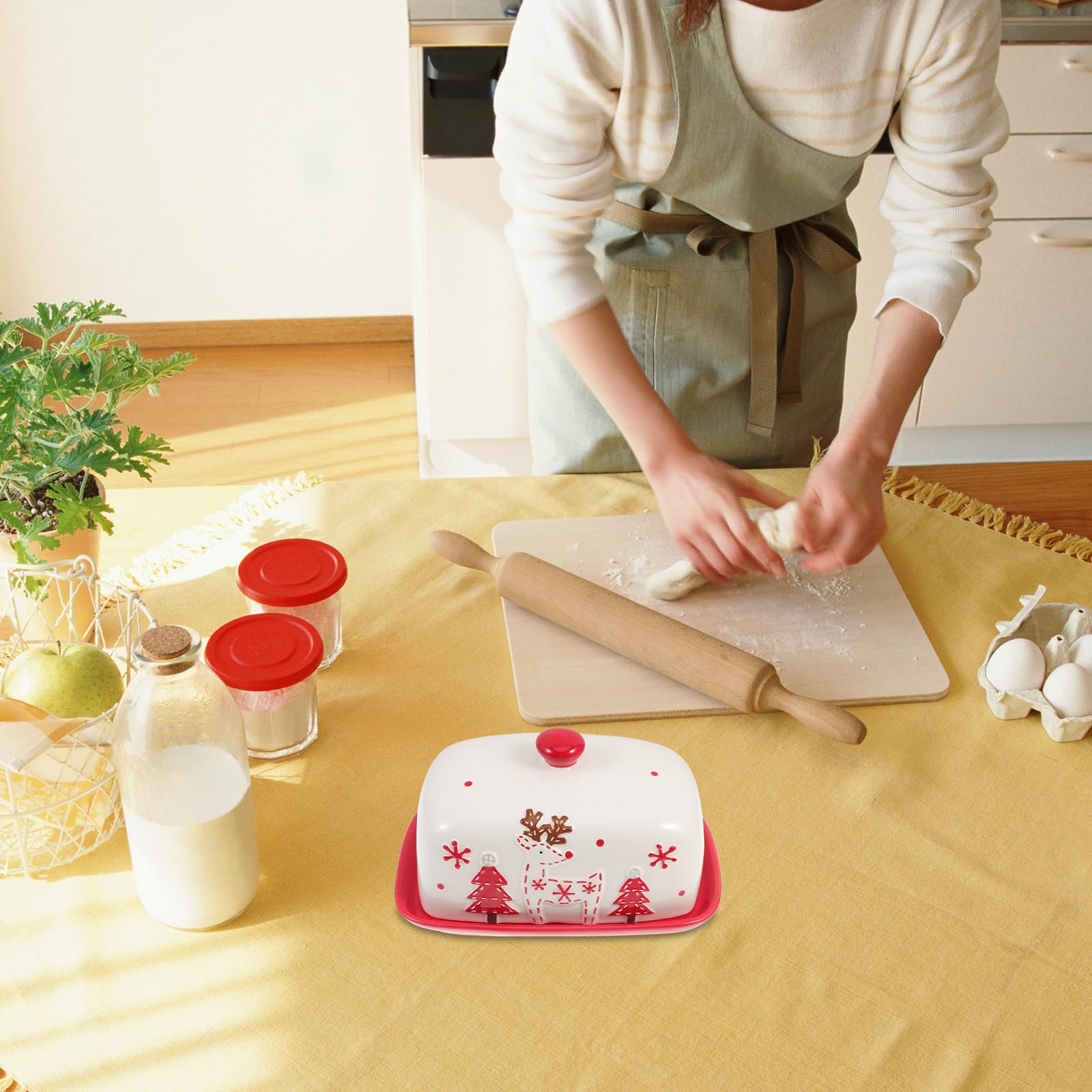 Beurrier Cuisine en Céramique avec Couvercle, 1 Pièce