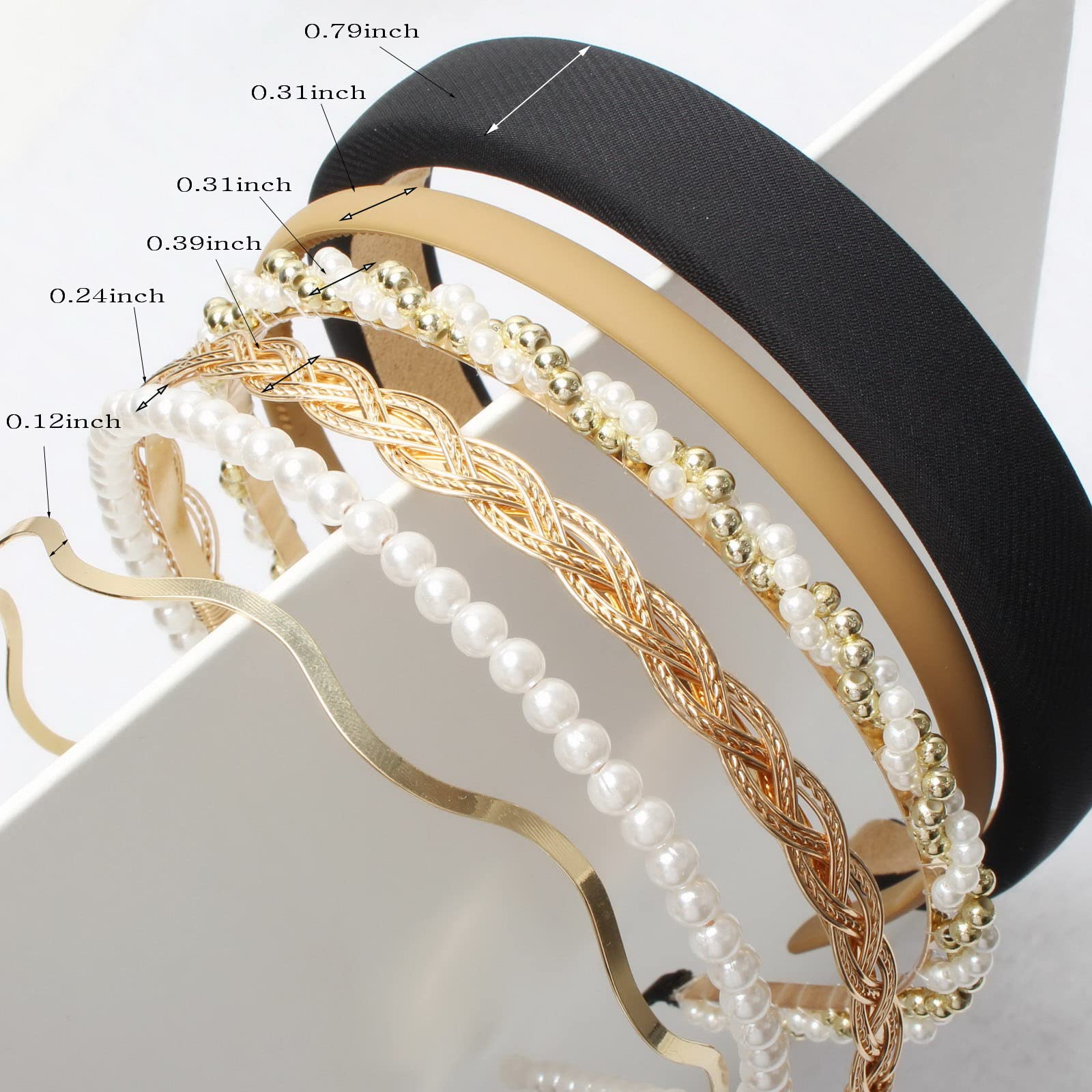 Unique Blk Padded Headband with Gold-Tone CC Pearl Logo Claire Luxe Headband - Champagne | Sassy Jones main image 2