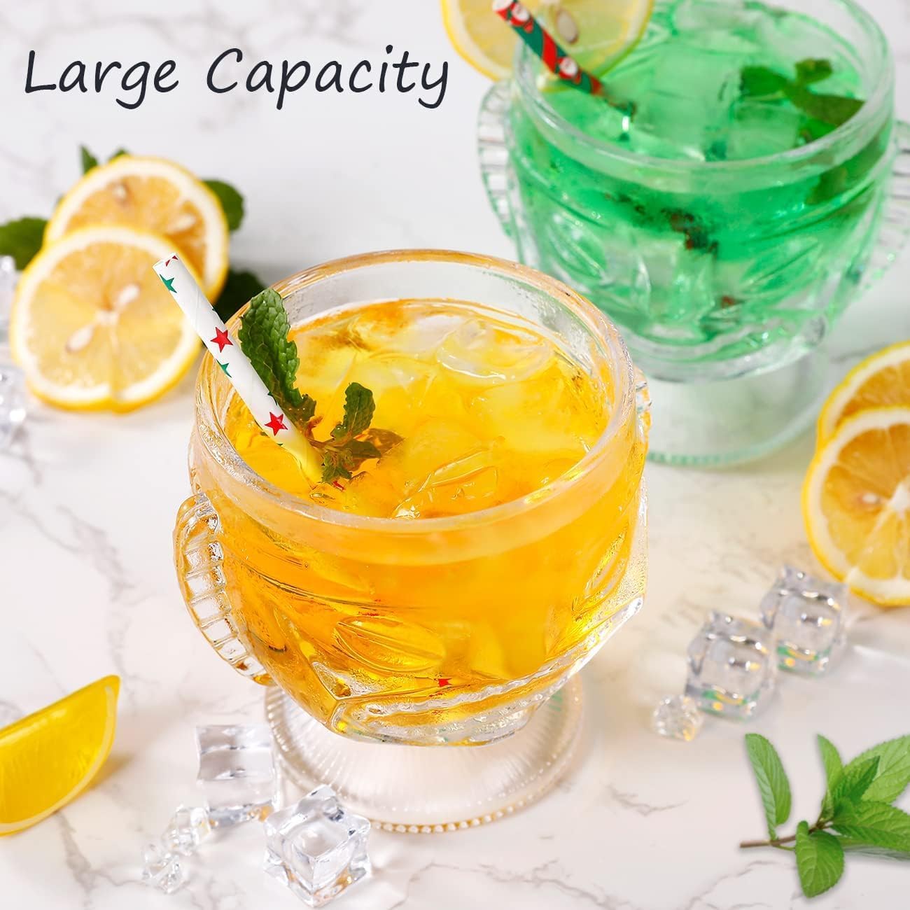 Gusnilo Tiki Glasses - 17oz Cocktail & Wine Glass Set, 4pcs Tiki Mugs for Home Bar Parties