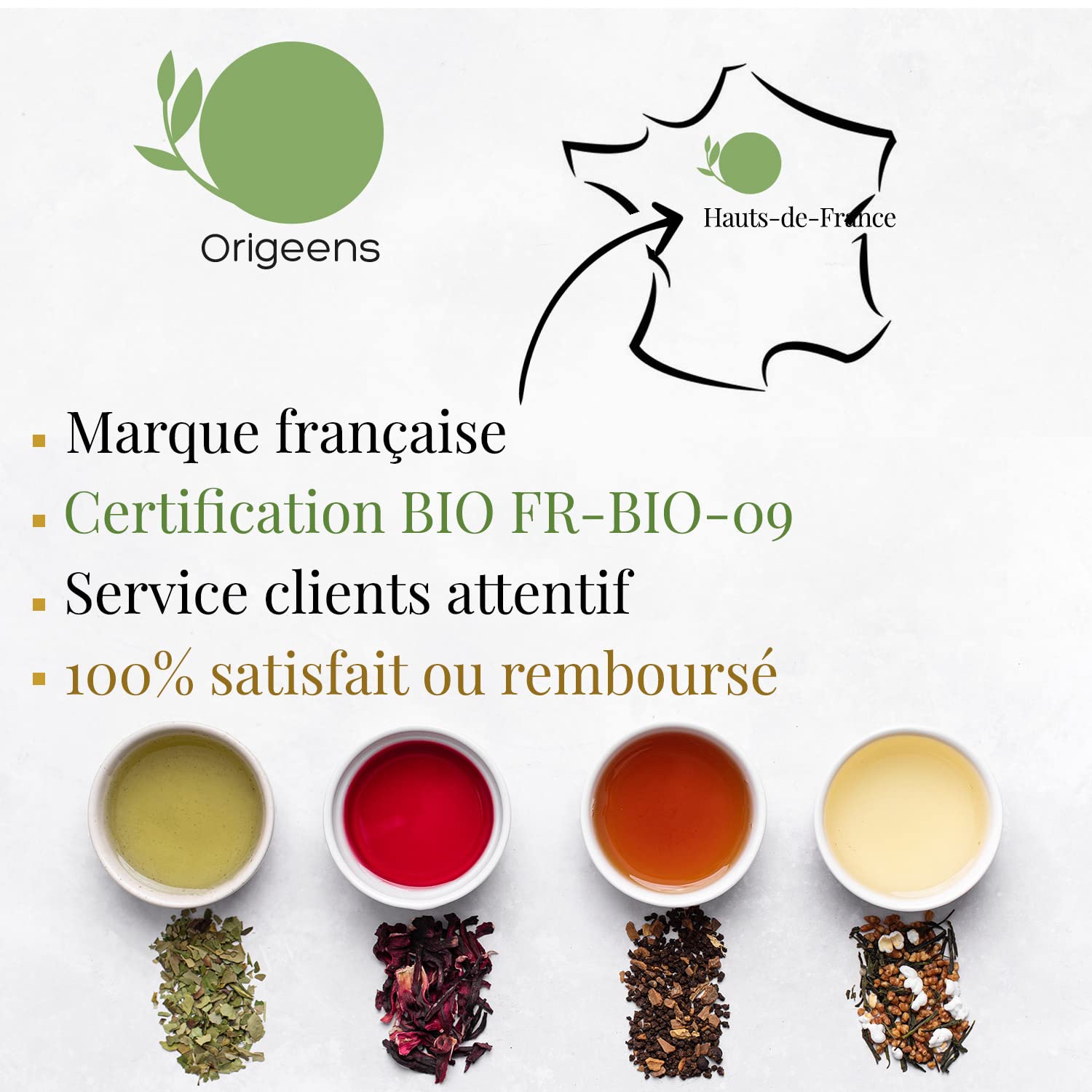 ORIGEENS COFFRET THÉ BIO BOISSONS DU MONDE - Hibiscus, Maté, Thé Chai, Thé vert Genmaicha - Assortiment thé 4x80gr - Coffret thé à offrir