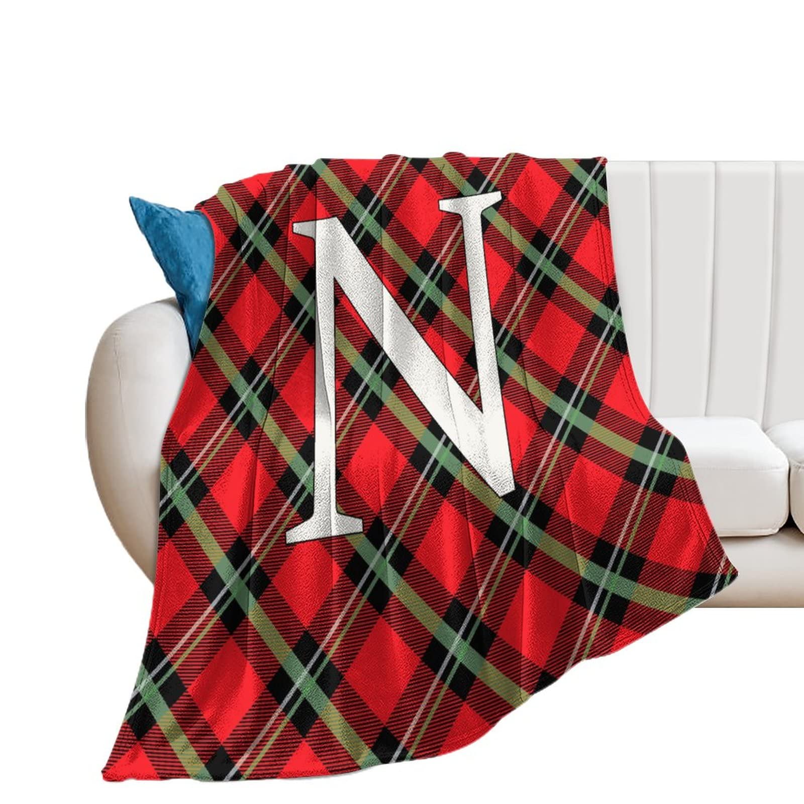 Couverture flanelle polaire lettre N plaid chaud léger jeté de canapé lit voyage 153x203
