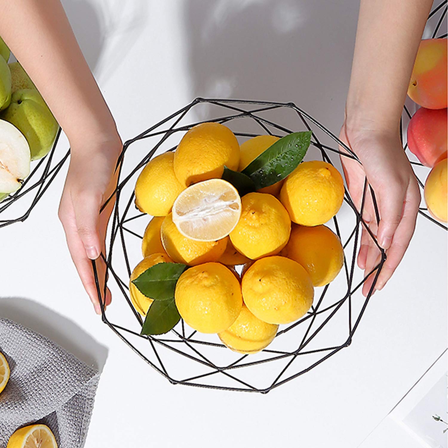 Cestello Portafrutta In Metallo Dorato - Design Moderno Per Tavolo, Ideale Per Frutta, Pane O Decorazione - Foto 4