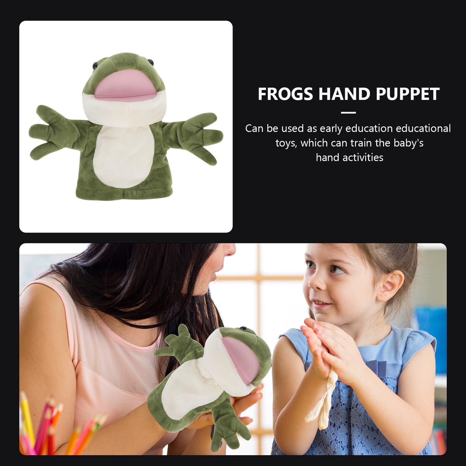 ERINGOGO Marioneta de Mano Rana de Peluche Juguete Infantil Interactivo para