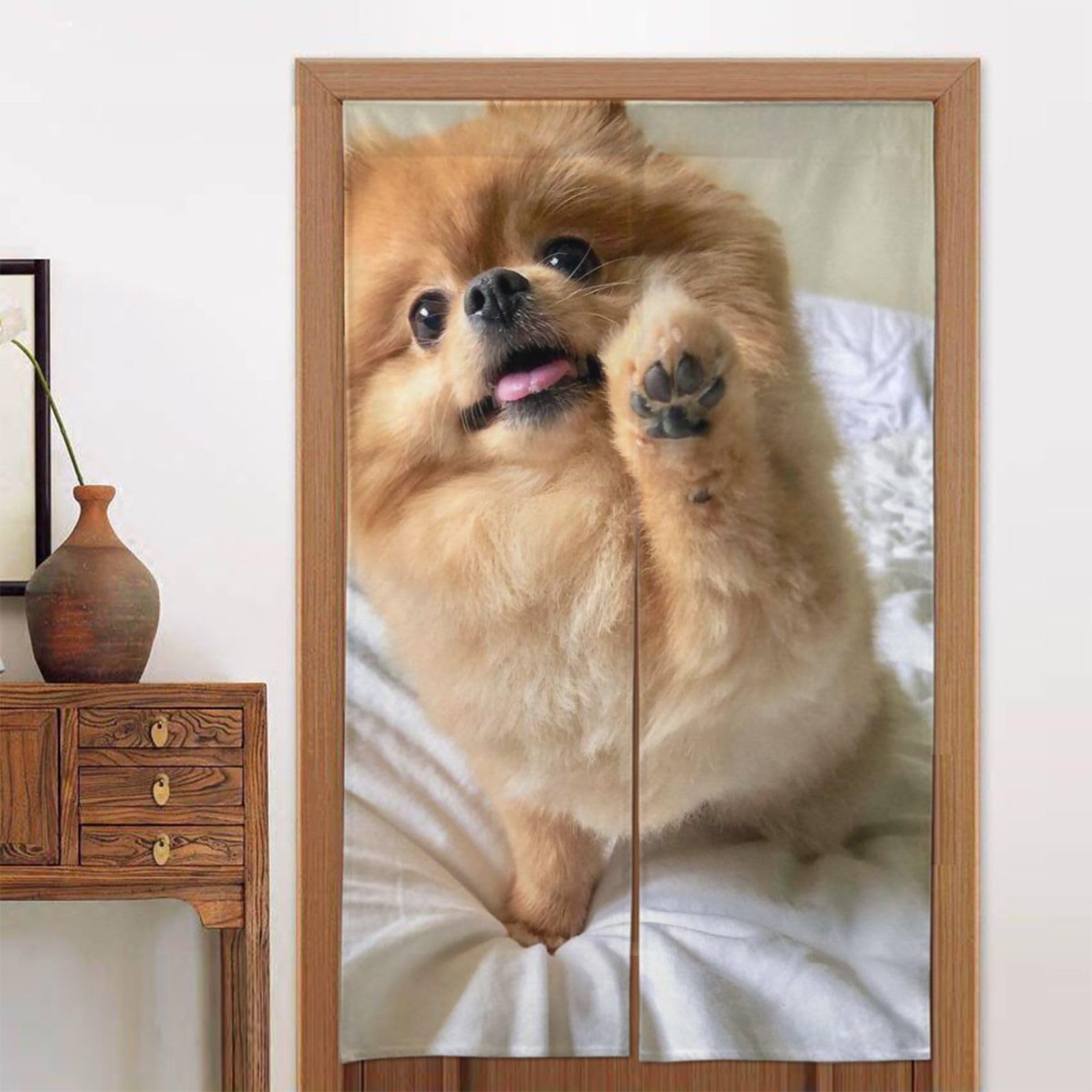 ポメラニアン雑貨　のれん ロング 暖簾 ドアカーテン　犬柄 イヌ 間仕切り 洋風 Amazon｜かわいい ポメラニアン犬 犬柄 のれん 間仕切り 遮光 暖簾