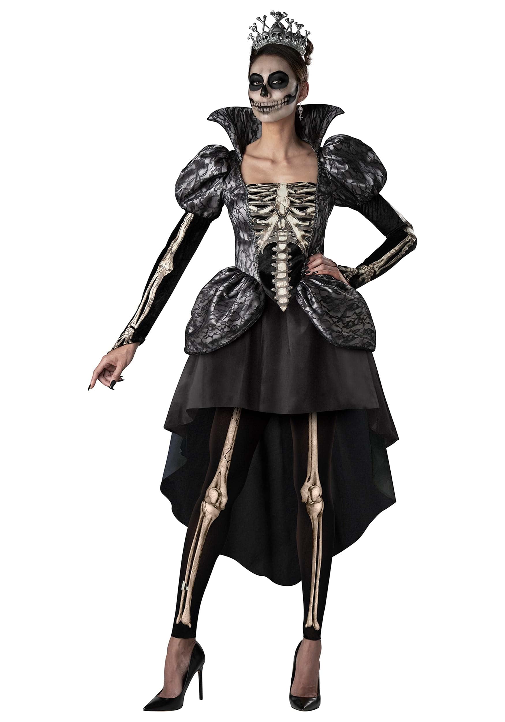 Fun World Women's Black Fancy Dress Costume Skeleton Queen Small