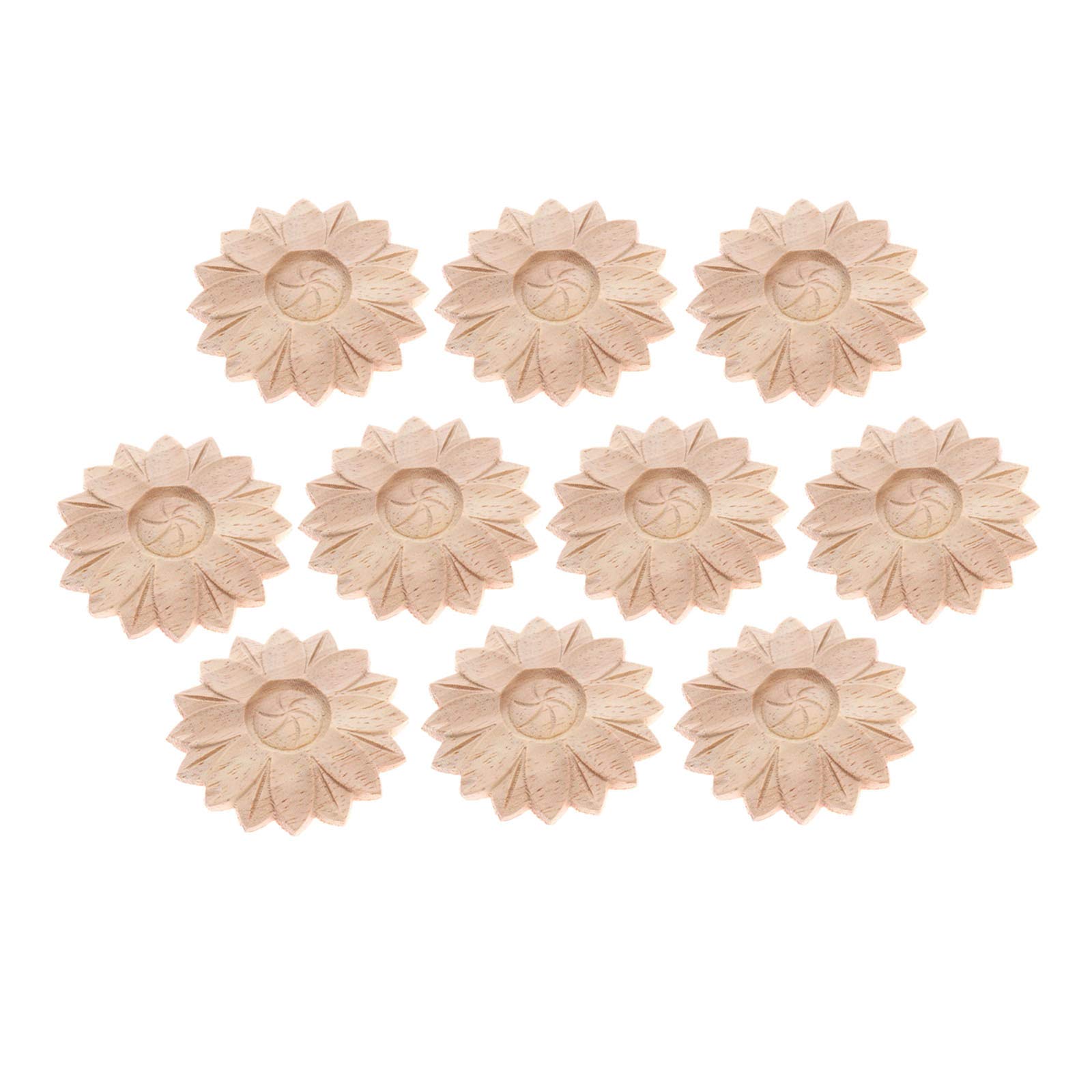 Decorazioni Legno Intagliato MUXSAM - 2 Pezzi Fiori Scolpiti 5-6 Cm Per Mobili E Pareti - Foto 9