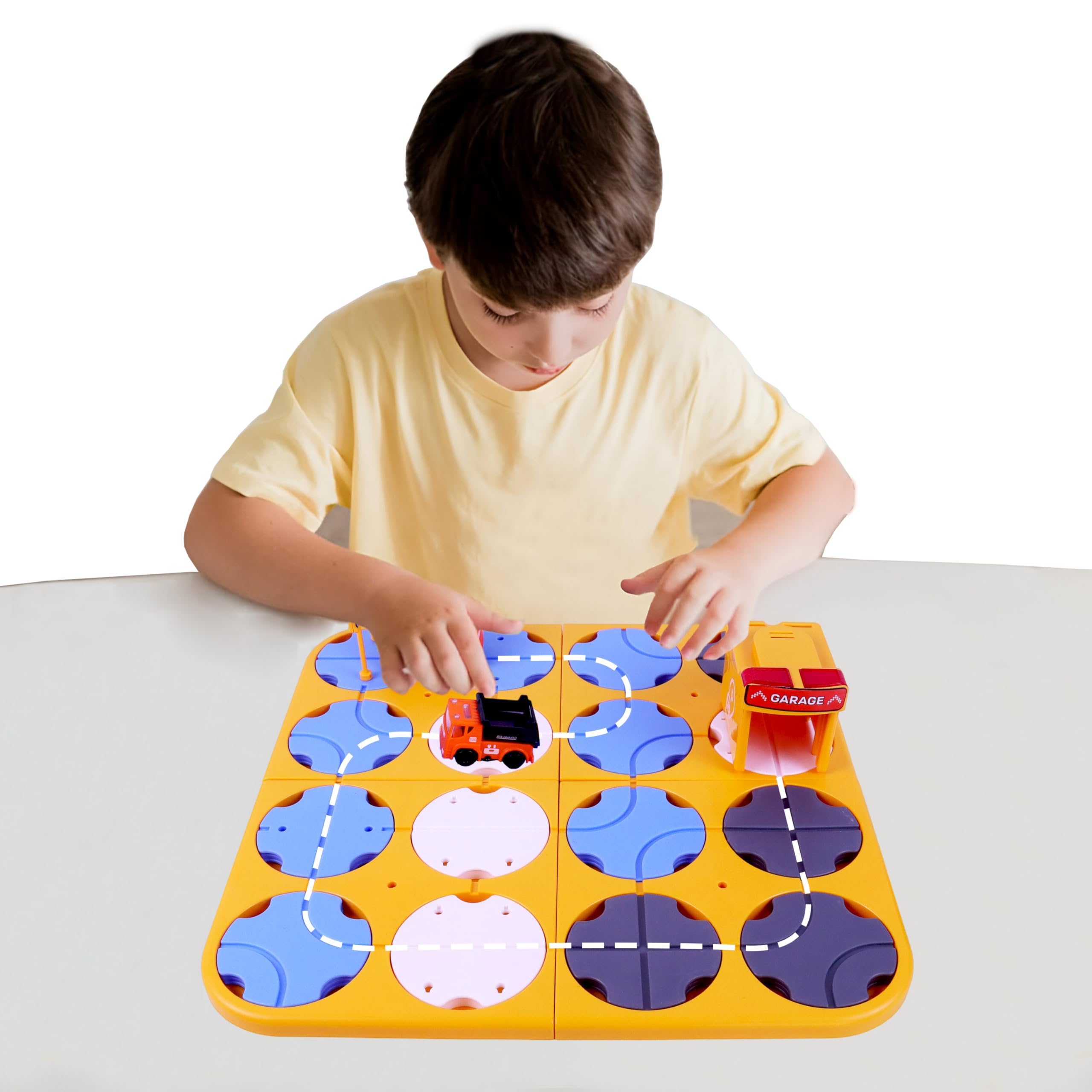 Toyshine 34 Pc DIY Maze Logic Road Builder Interactive Brain Teaser Puzzle Track Set with Parking Garage Educational Montessori Toy with Light and Music for Kids Gift for Boys Girls 3+