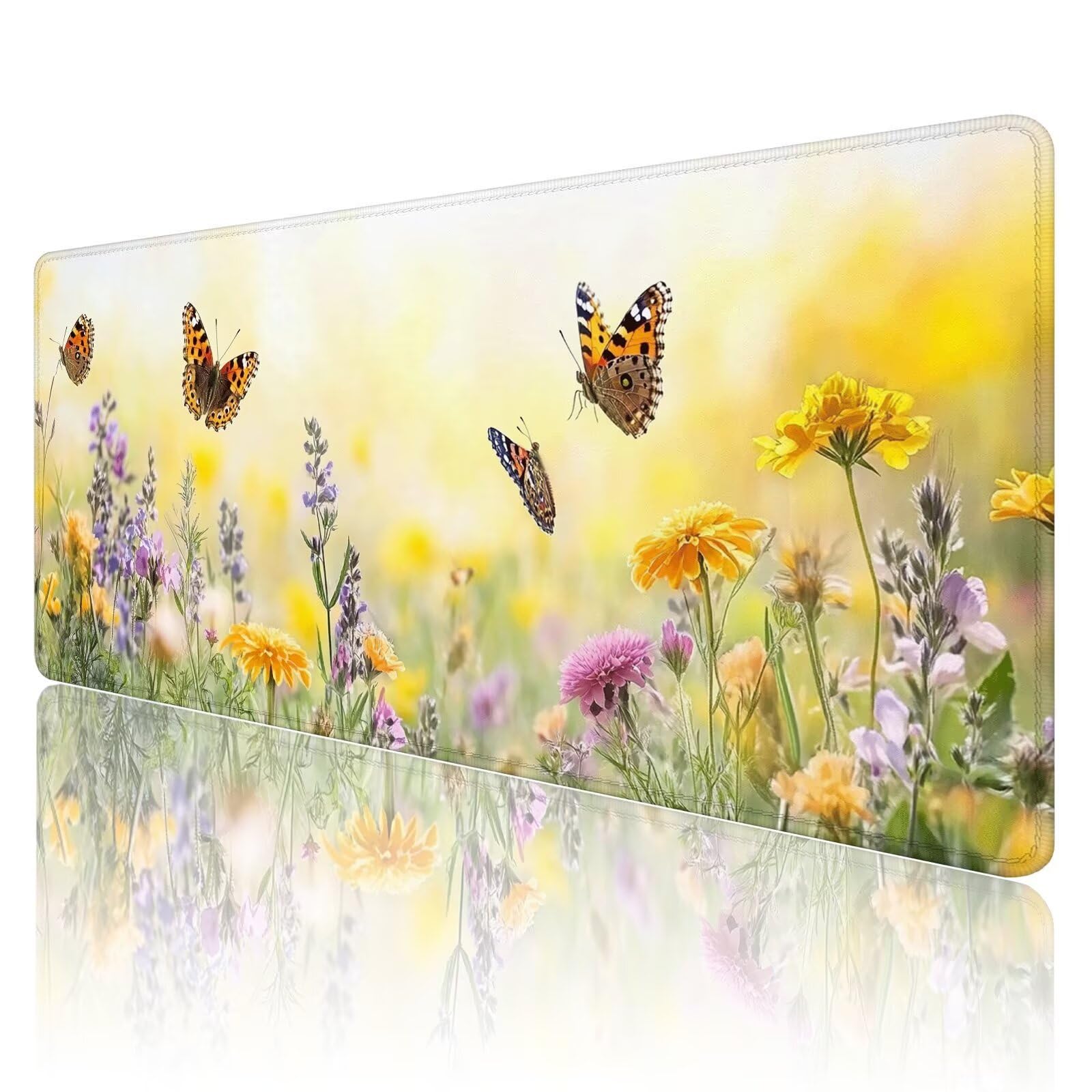 Tapis de Souris de Jeu Tapis de Souris XXL 1600x800mm Fleurs Tapis Souris Gaming Grand, avec Bords Surpiqués et Base en Caoutchouc AntidéRapant Surface, AméLiore La PréCision et La Vitesse D253