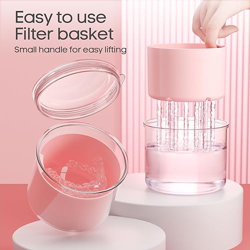 Miniatura 2 de Estuche de dentadura, taza de baño con cepillo, vasos para dentaduras postizas para remojar dentaduras, retenedores, estuche de almacenamiento de