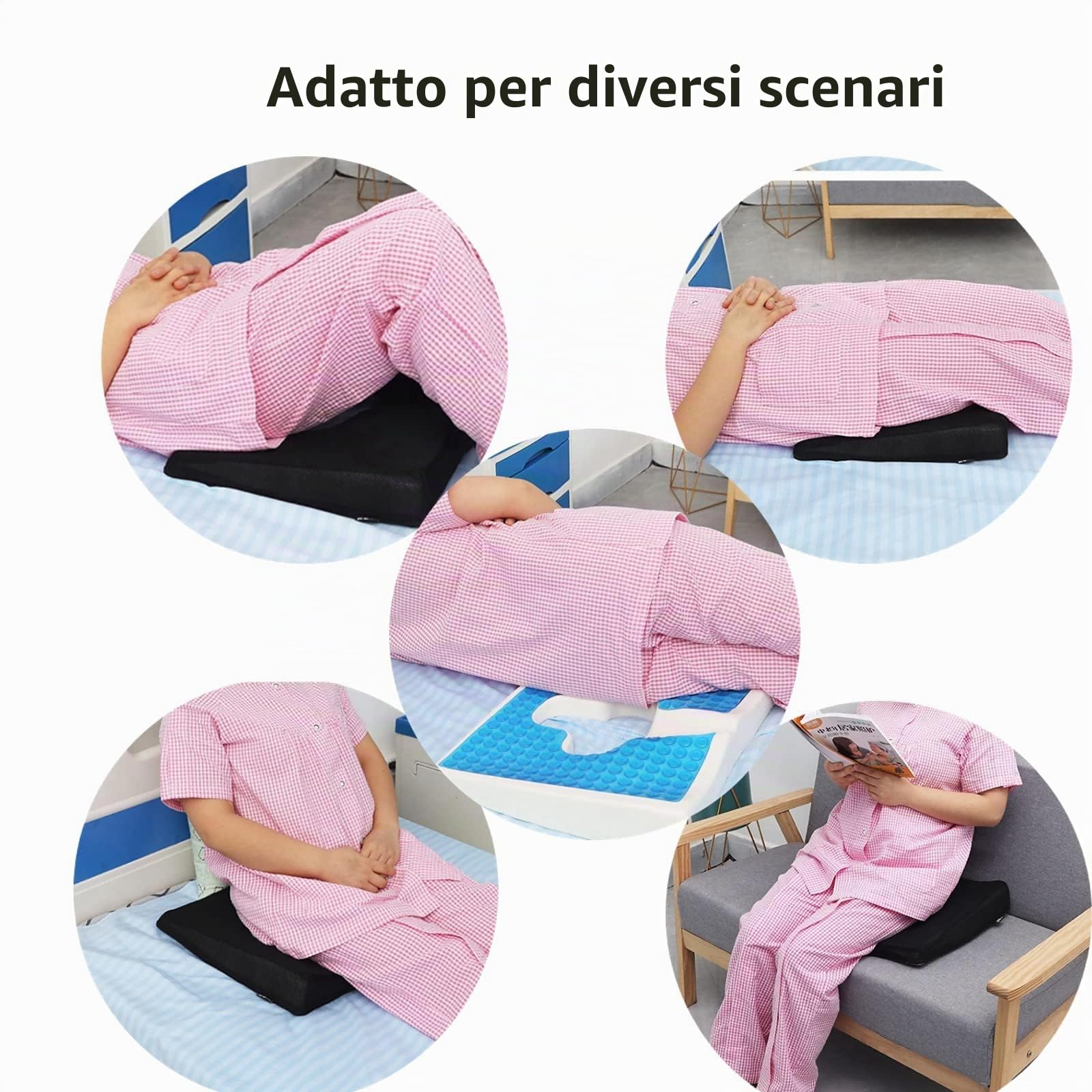 Cuscino per mal di letto, per alleviare la pressione delle piaghe da decubito, con apertura a forma di T, design triangolare, anti-decubito, per anziani, costretti a letto, disabili