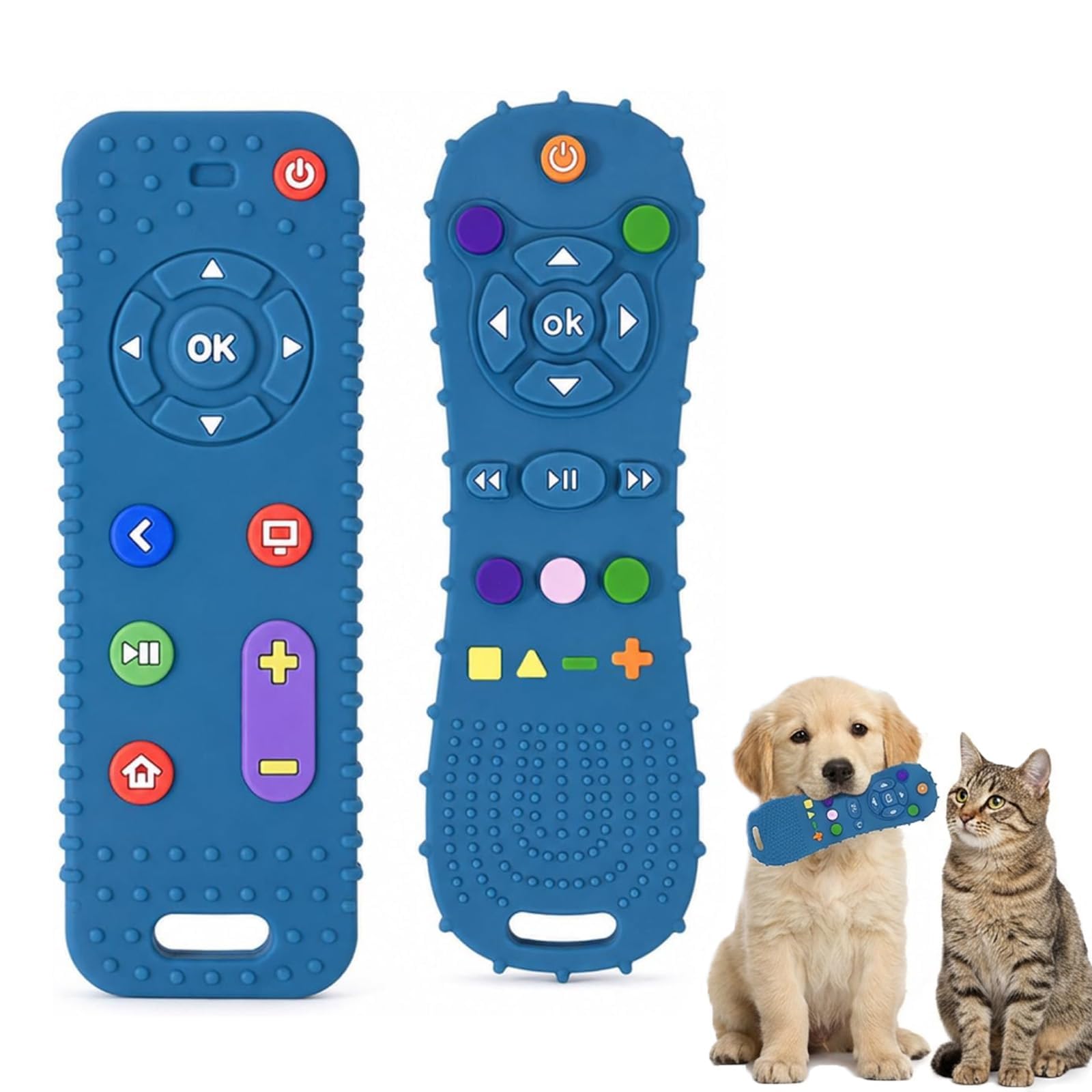 QhgPnt 2 Pack Puppy Teething Toys Remote Control Shape, Blue Silicone Chew Toy, Small Dogs Interactive for Boredom Relief