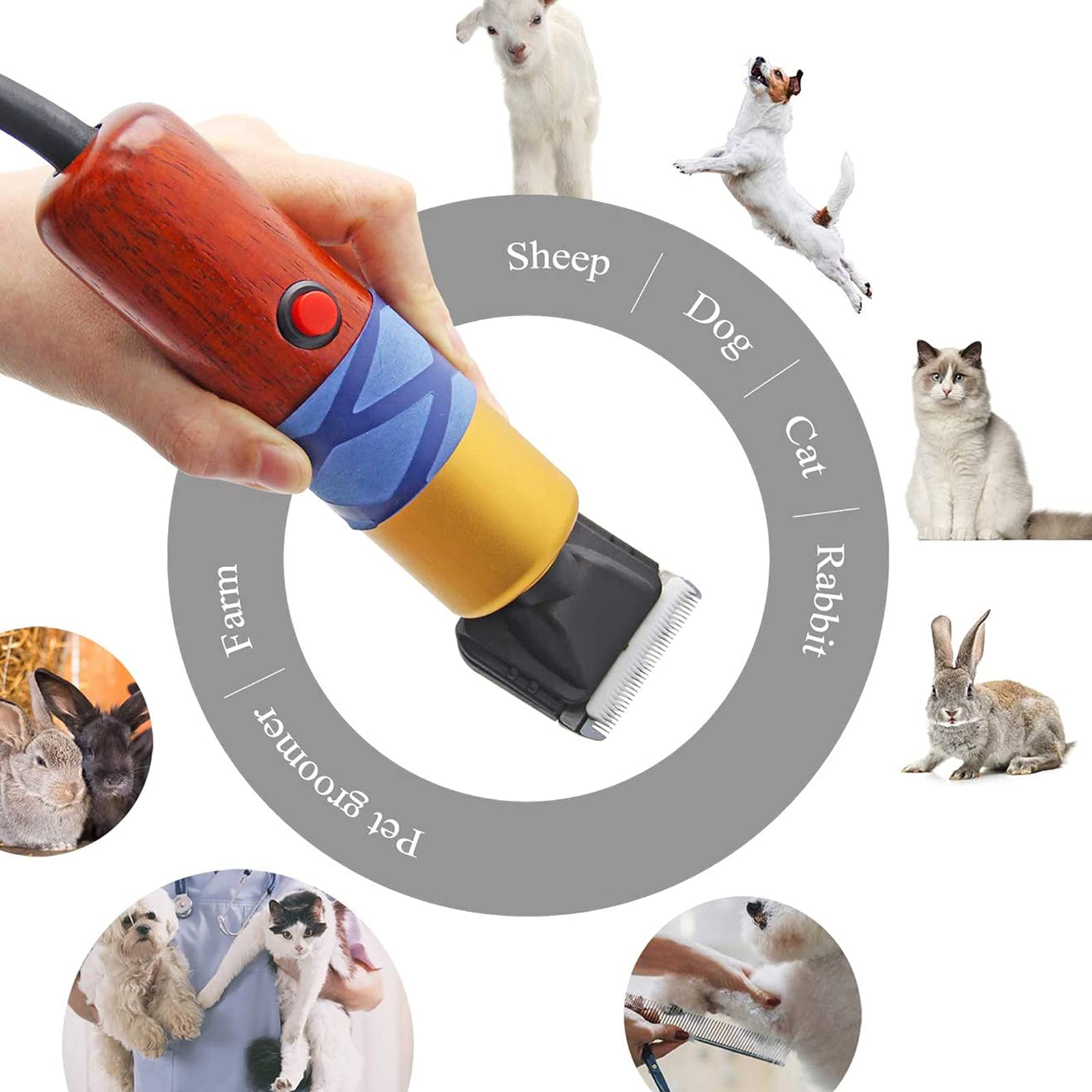 Cortapelo para Mascotas 200W Cortapelo para Perros Y Gatos Mascotas,Kit De Maquina Cortar Pelo Perros Silencioso con Cable De 2.9M Ideal para Conejo/Perro/Gato/Oveja Y Otros Animales